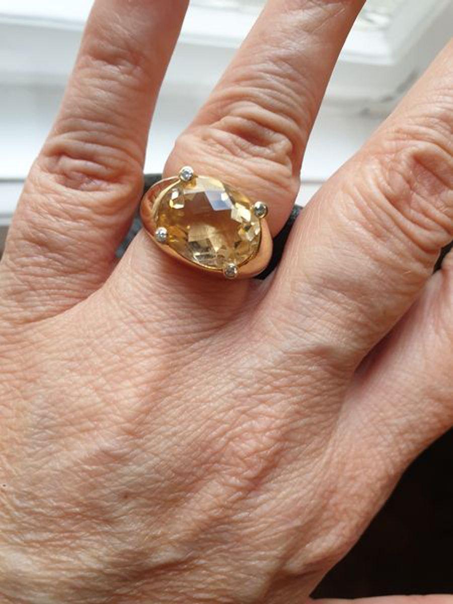 Citrine Diamond 18 Carat Gold Ring For Sale 2
