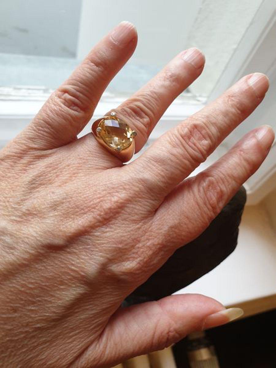 Citrine Diamond 18 Carat Gold Ring For Sale 3