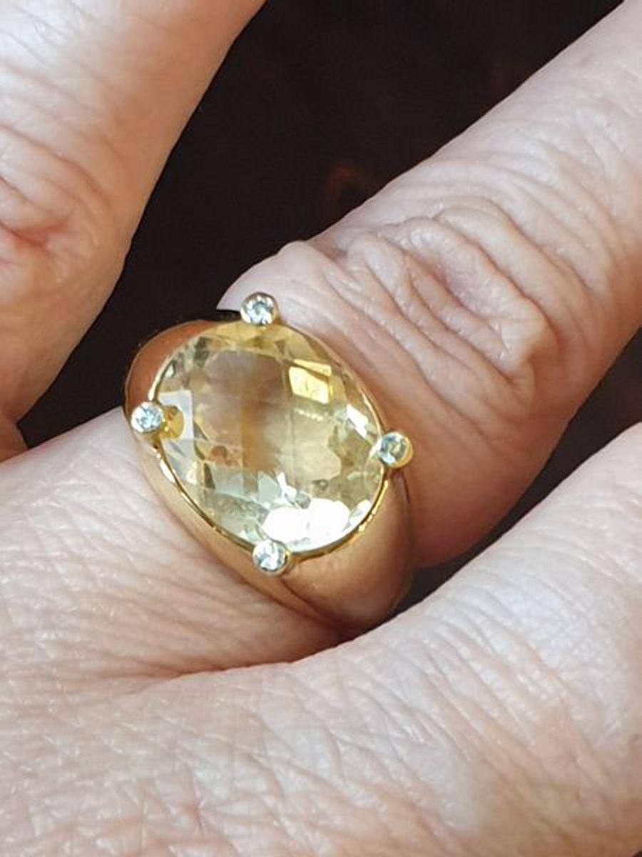 Citrine Diamond 18 Carat Gold Ring For Sale 4