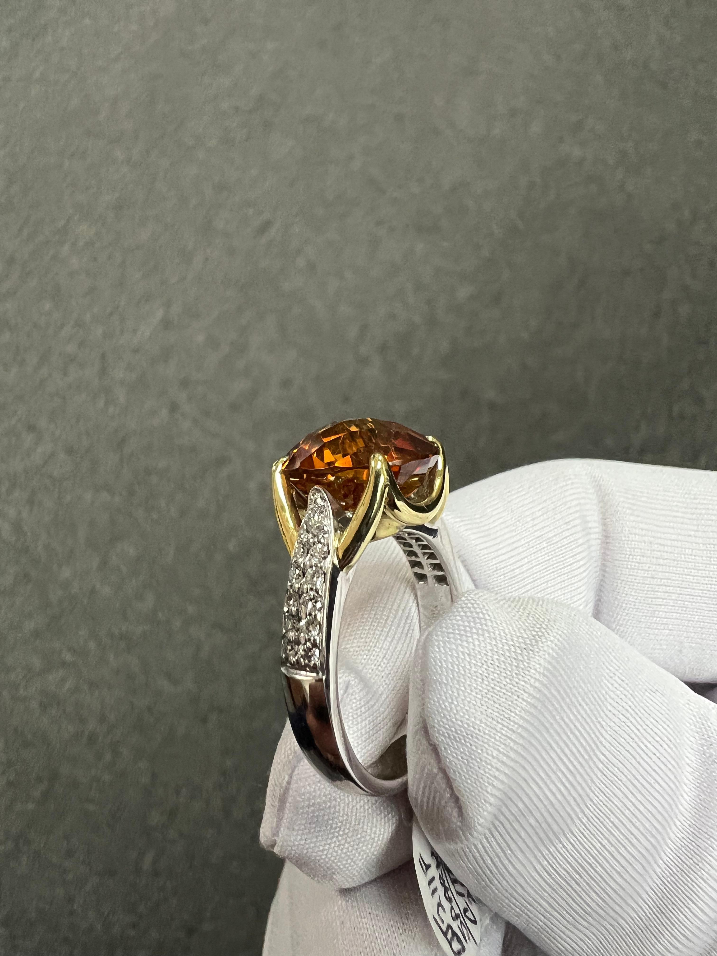 Citrine Diamond 18k White And Yellow Gold Ring By Spark Creations For Sale 4