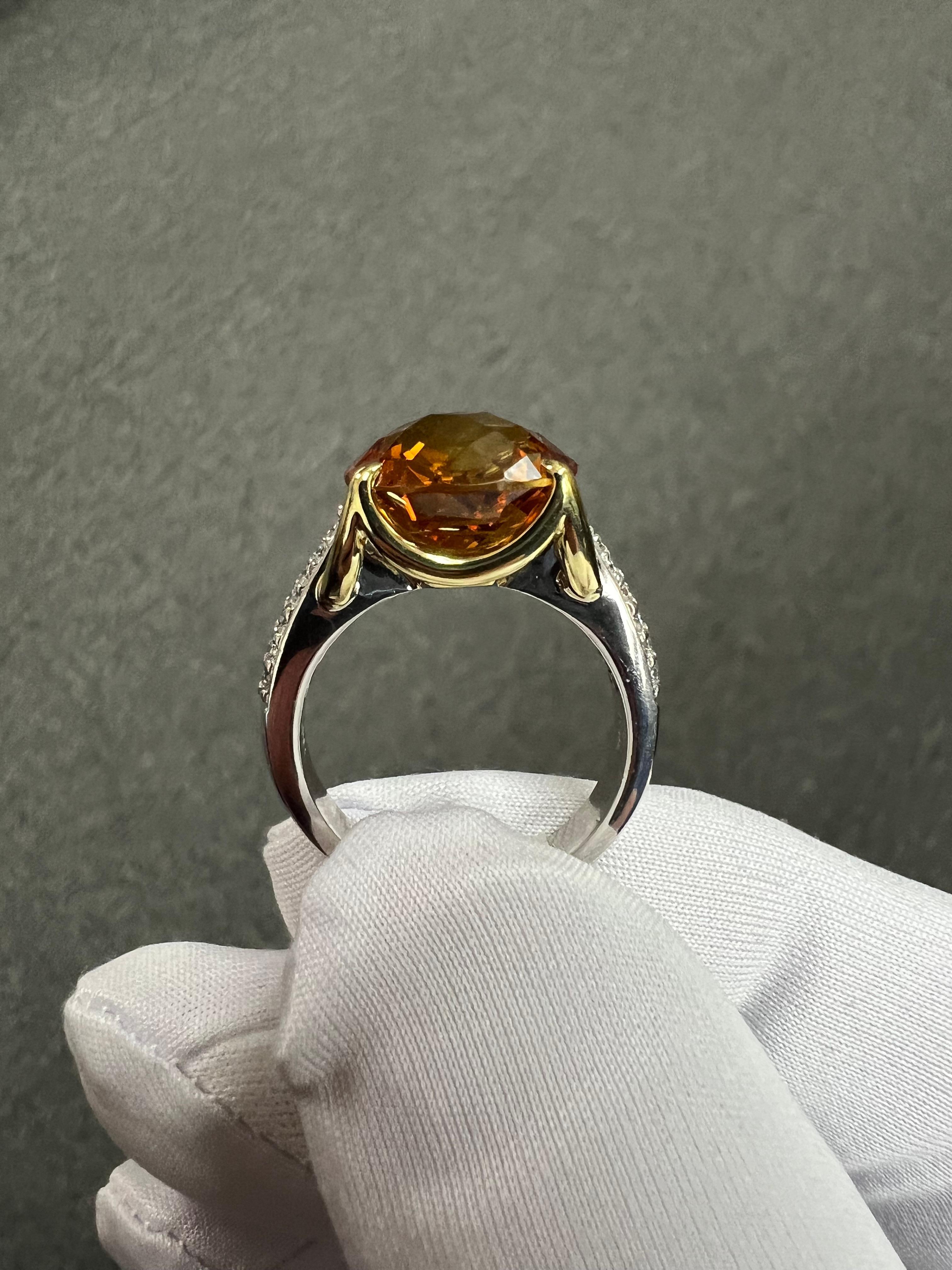 Citrine Diamond 18k White And Yellow Gold Ring By Spark Creations For Sale 5