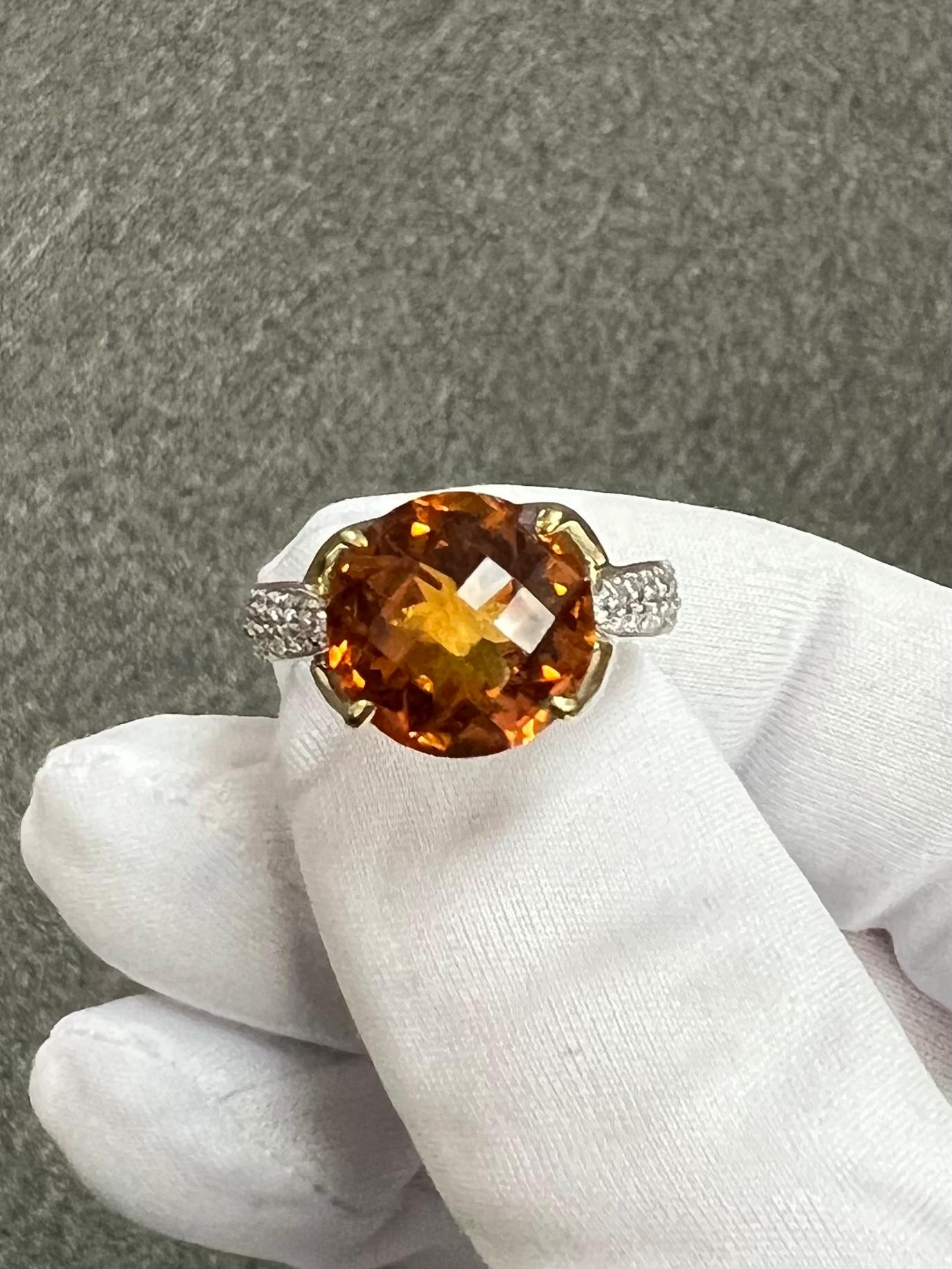 Citrine Diamond 18k White And Yellow Gold Ring By Spark Creations For Sale 7