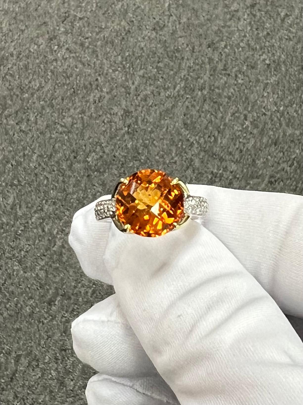 Citrine Diamond 18k White And Yellow Gold Ring By Spark Creations In Good Condition For Sale In Los Angeles, CA