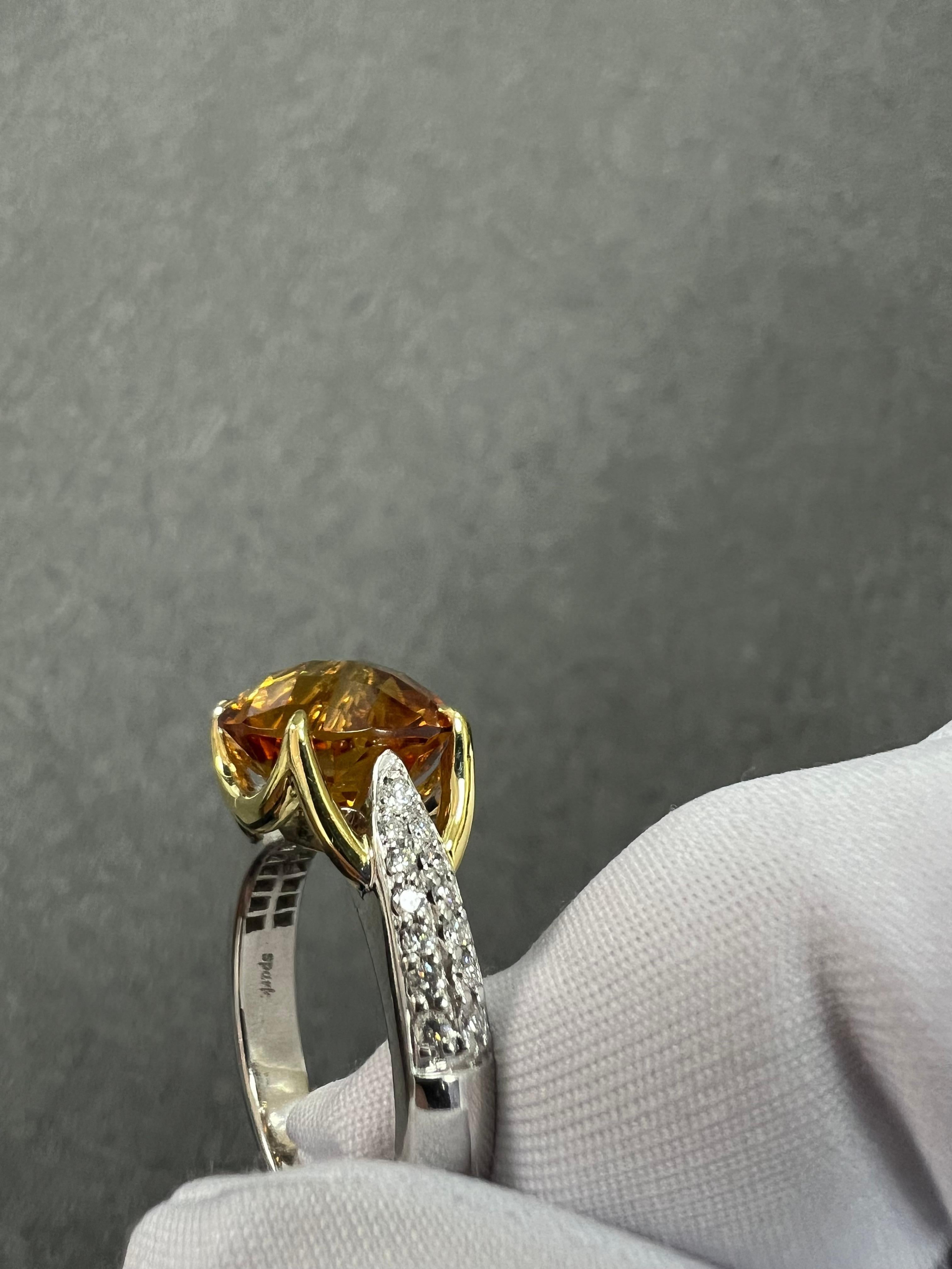 Citrine Diamond 18k White And Yellow Gold Ring By Spark Creations For Sale 1