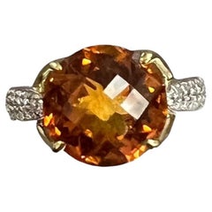 Citrine Diamond 18k White And Yellow Gold Ring By Spark Creations