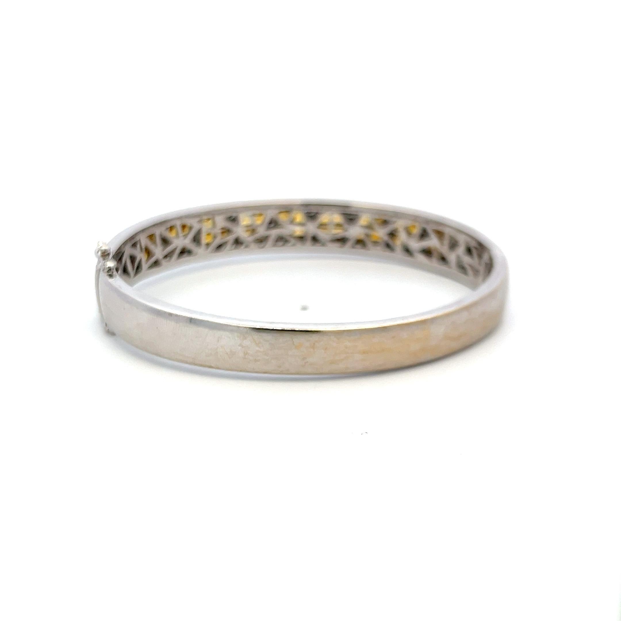 Citrin & Diamant 18K Weißgold Armreif 3,60ct Princess Cut Vintage By (Carréschliff) im Angebot