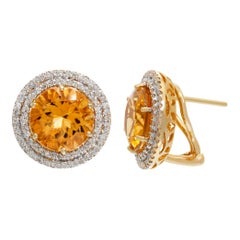 Citrine & diamond 18k yellow gold earrings
