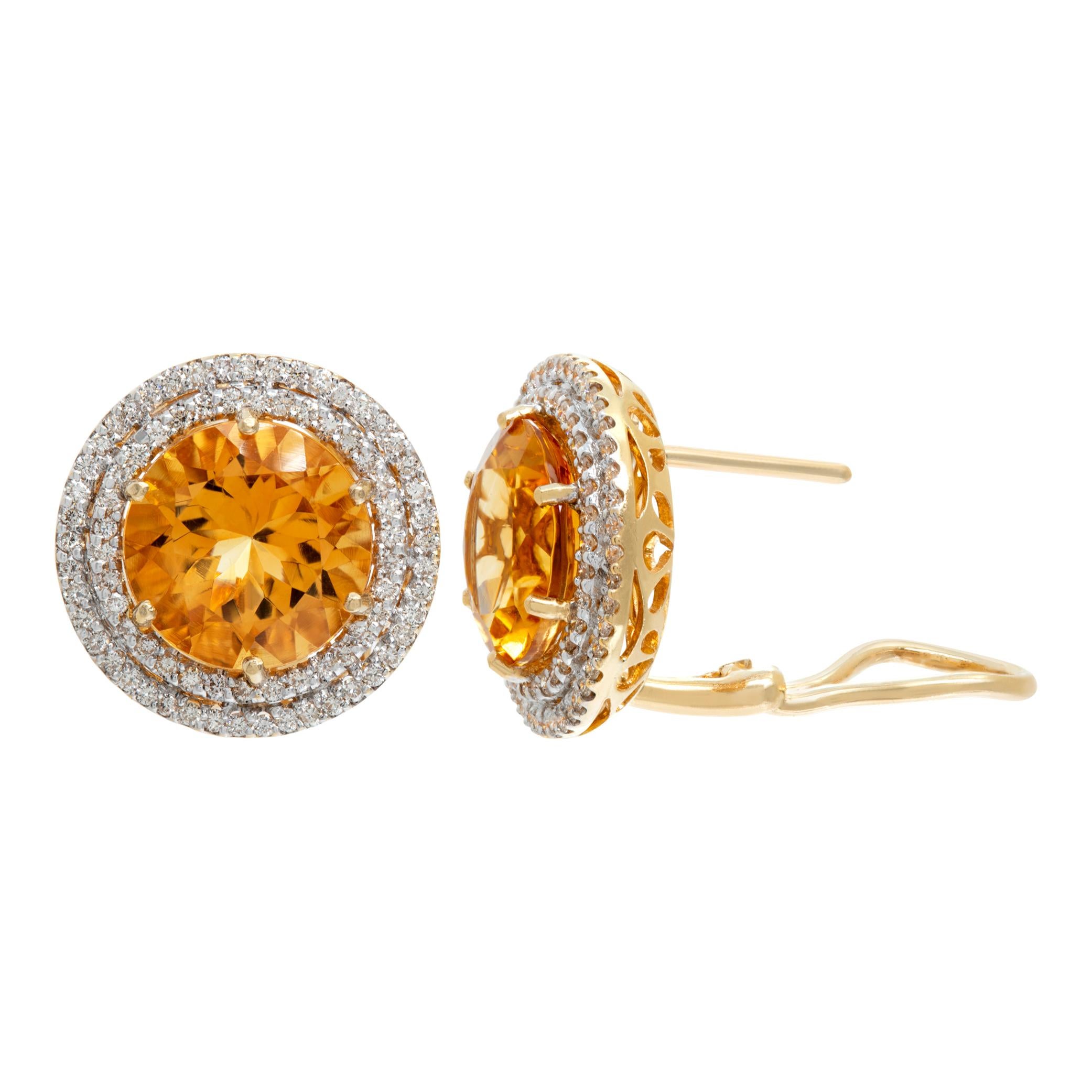 Citrin & Diamant Ohrringe aus 18k Gelbgold im Zustand „Hervorragend“ im Angebot in Surfside, FL
