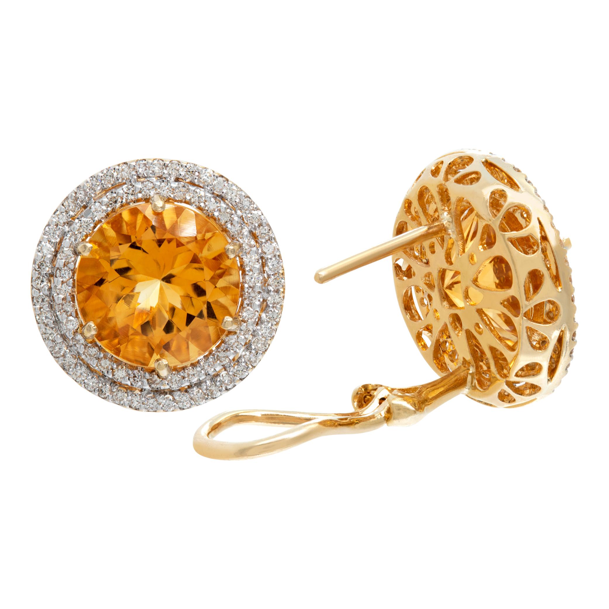 Citrin & Diamant Ohrringe aus 18k Gelbgold Damen im Angebot