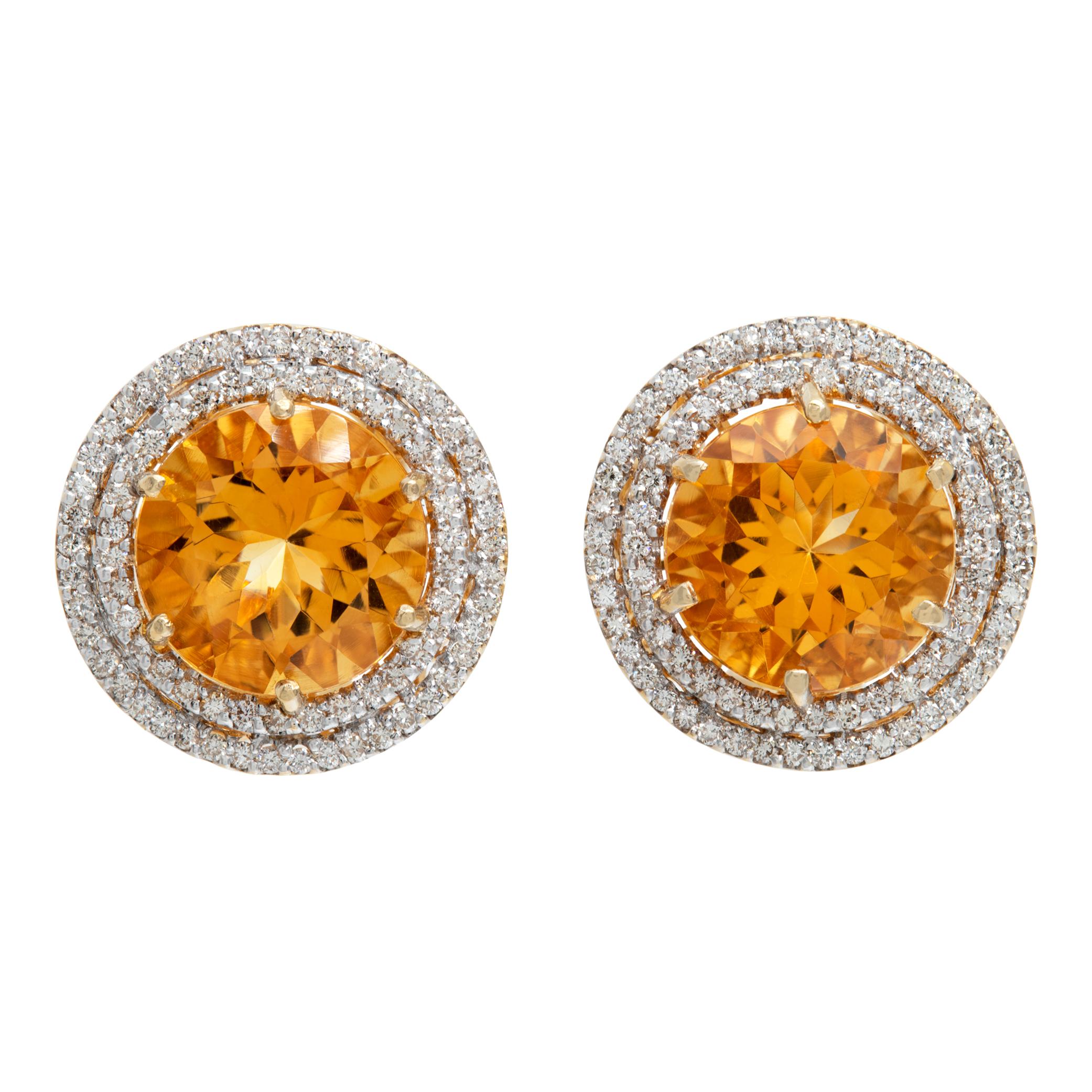 Citrine & diamond 18k yellow gold earrings