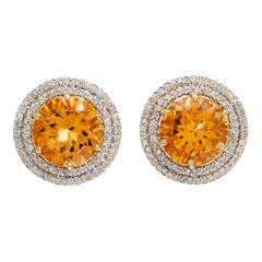 Boucles d'oreilles or jaune 18k citrine et diamant