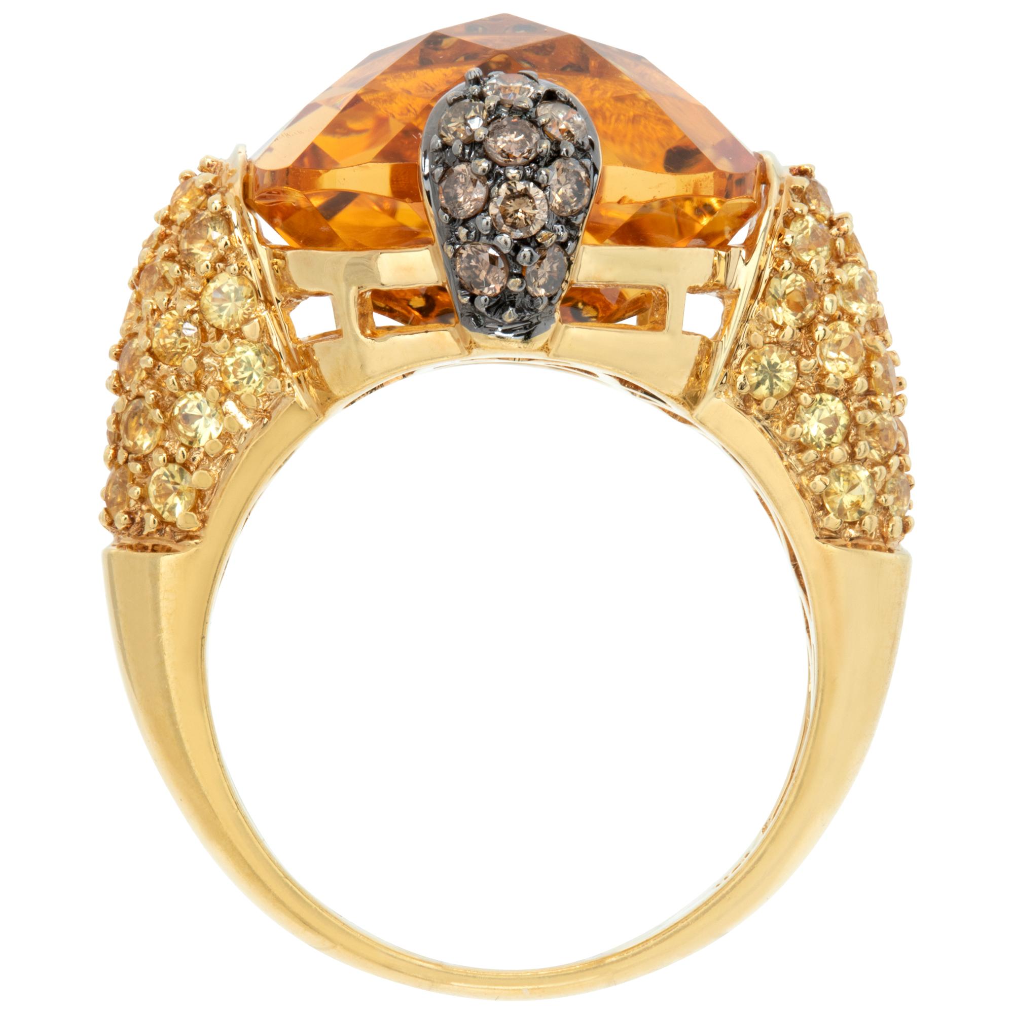 Ring aus 18k Gelbgold mit Citrin und Diamant  Damen im Angebot