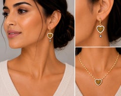 Citrine Diamond Birthstone Heart Drop Earrings 14K Gold by Meghna Jewels