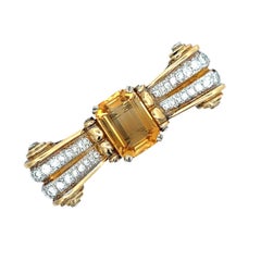 Citrin & Diamant-Brosche