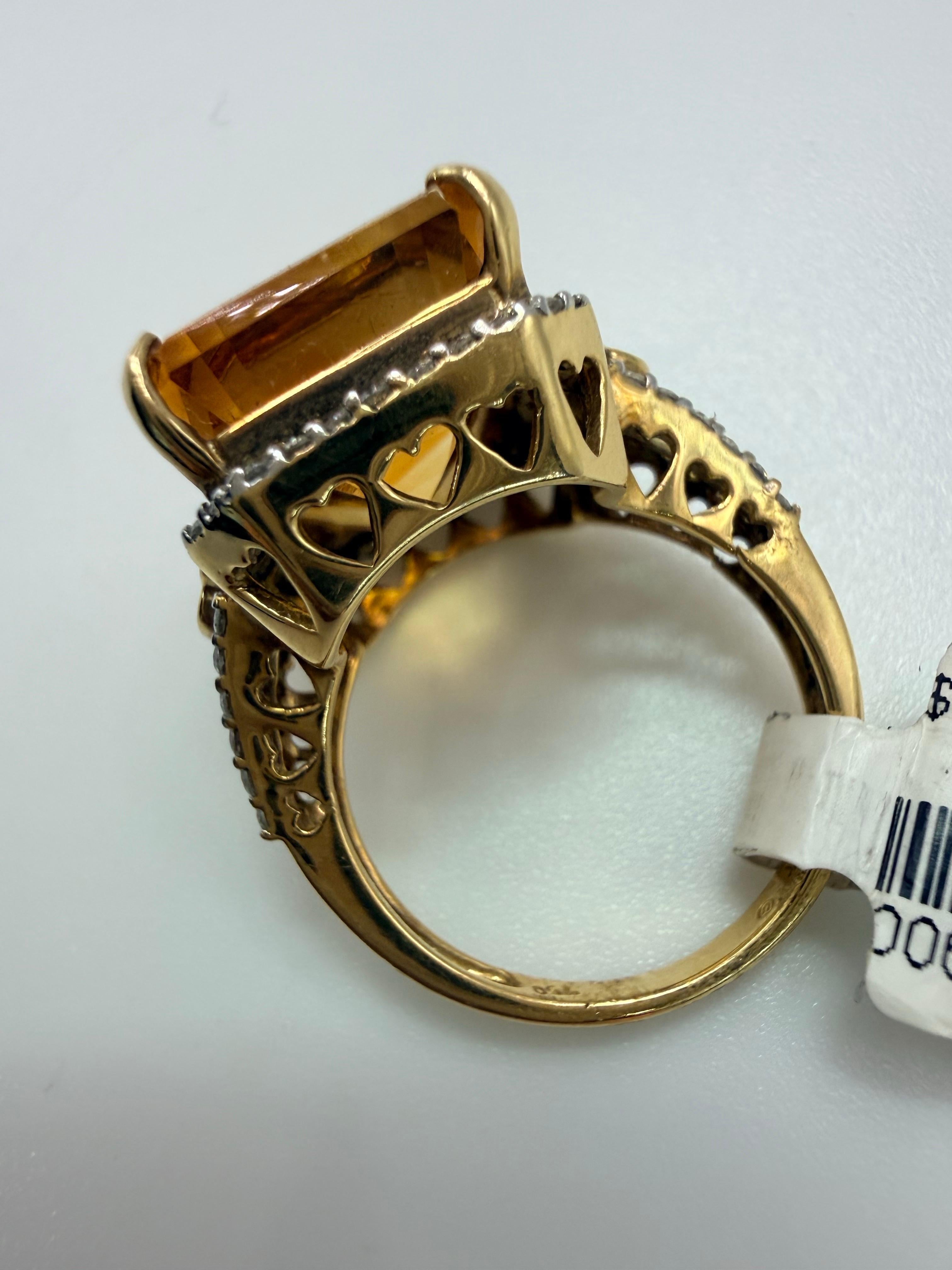 Bague de cocktail citrine et diamant or 18KT Unisexe en vente