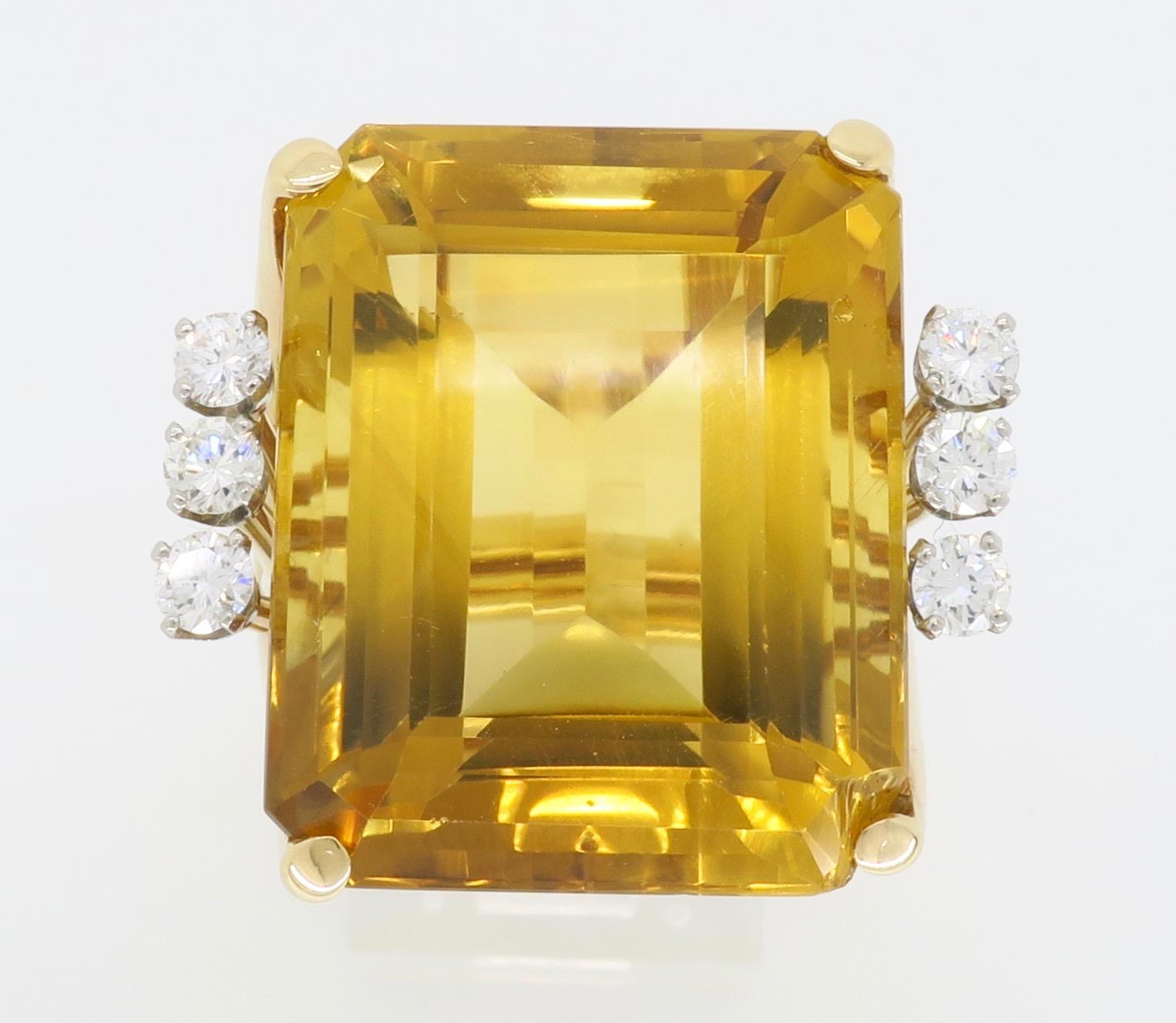 Citrine and Diamond Cocktail Ring In Good Condition In Webster, NY