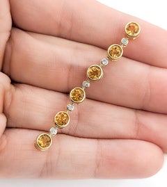 Citrine & Diamond Dangle Pendant in 10k Yellow Gold