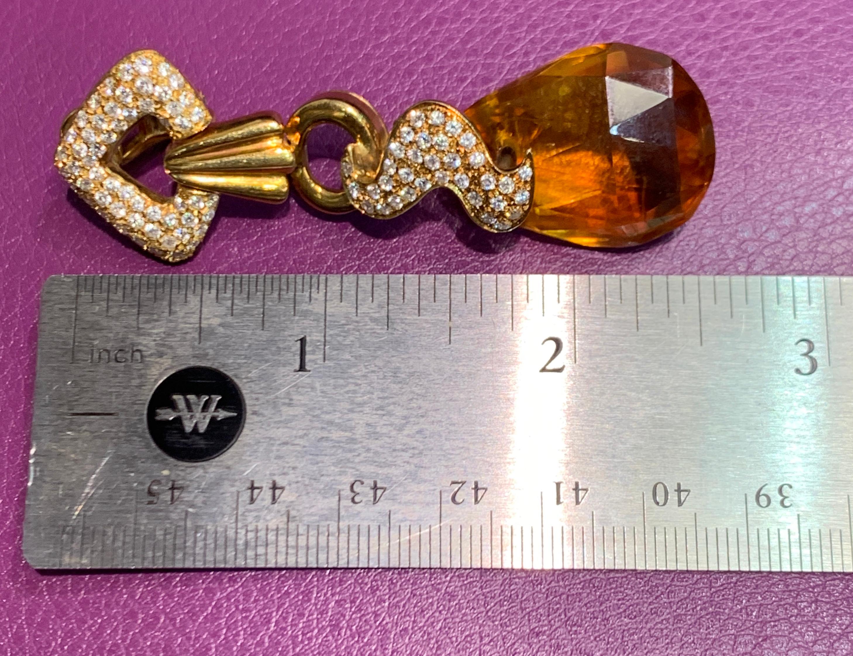 Citrin und Diamant-Tropfen-Ohrringe im Angebot 1
