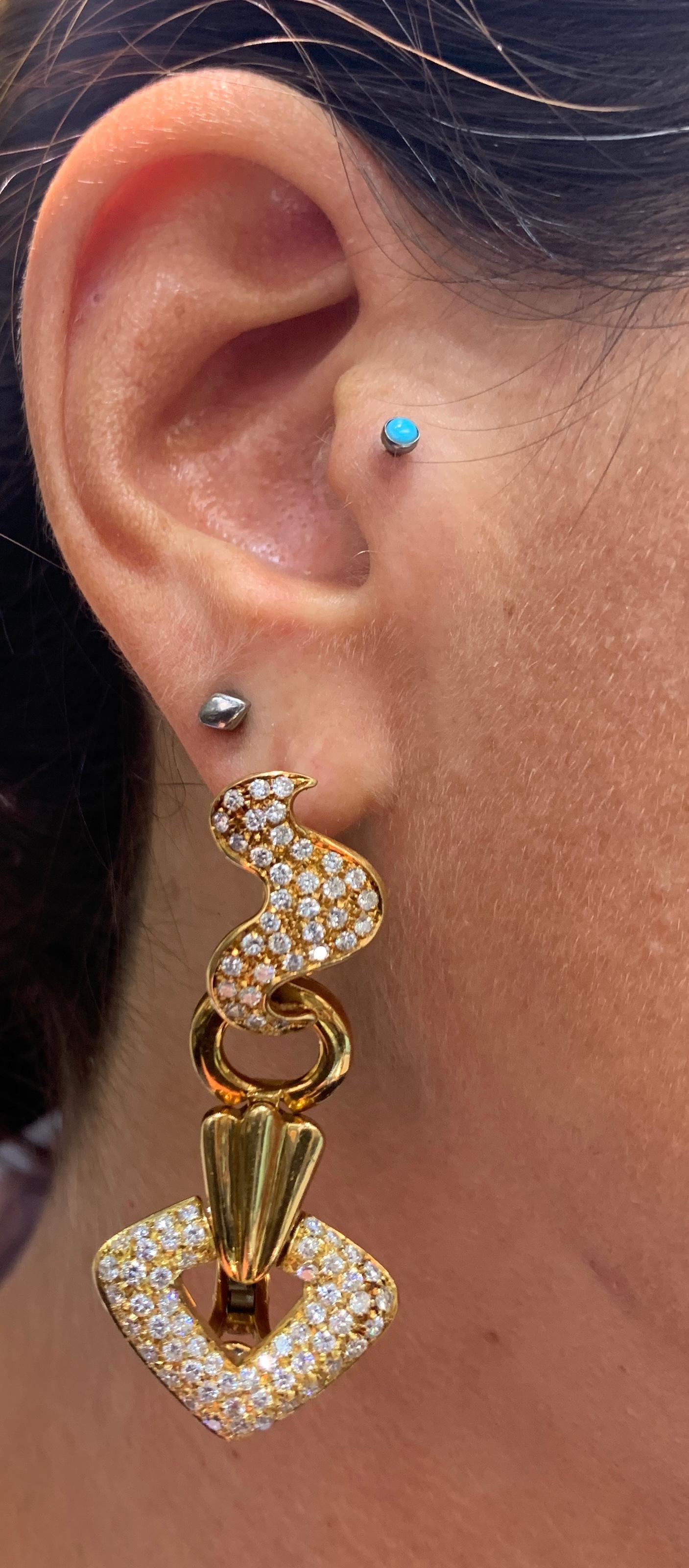 Citrine and Diamond Drop Earrings For Sale 1