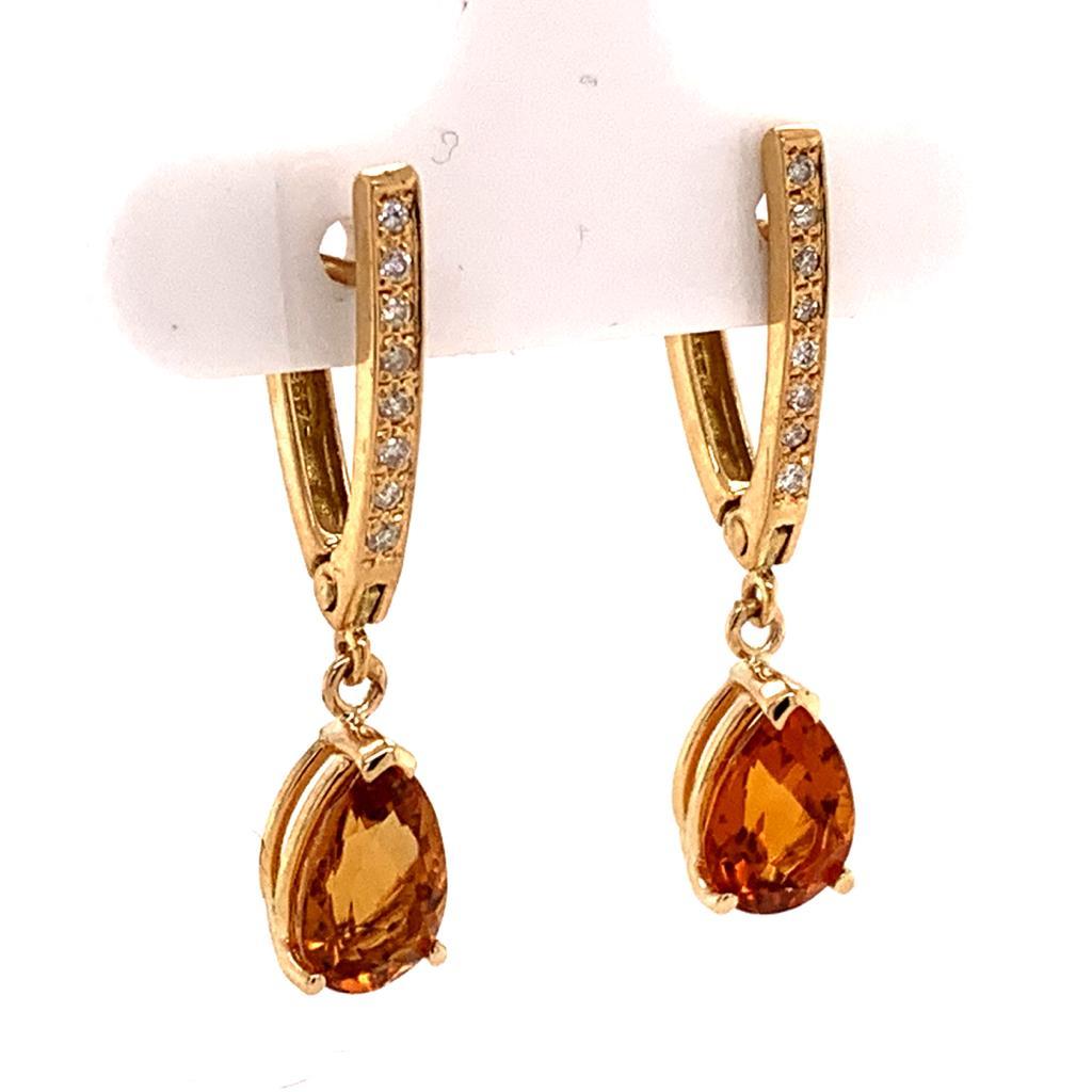 Citrin-Diamant-Ohrringe 14k Gelbgold 3,79 TCW Damen zertifiziert im Zustand „Neu“ im Angebot in Brooklyn, NY
