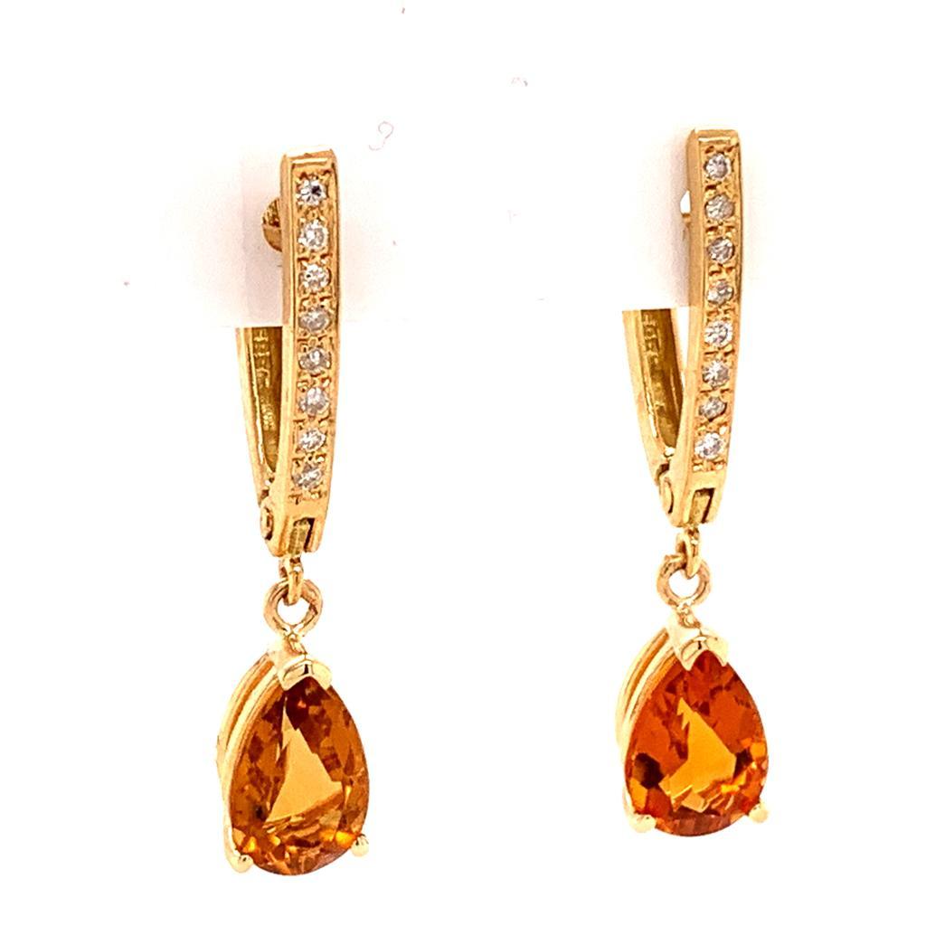 Citrin-Diamant-Ohrringe 14k Gelbgold 3,79 TCW Damen zertifiziert im Angebot 1