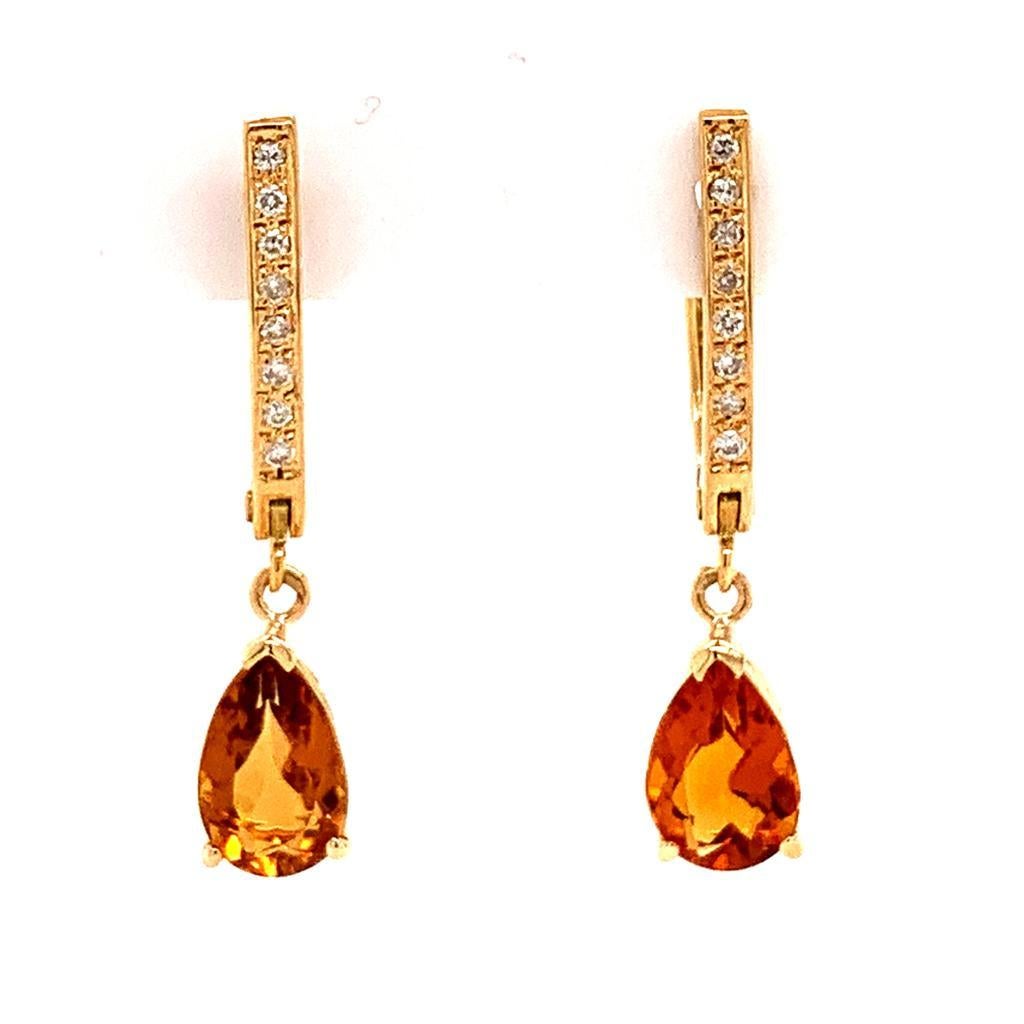 Citrin-Diamant-Ohrringe 14k Gelbgold 3,79 TCW Damen zertifiziert im Angebot 2
