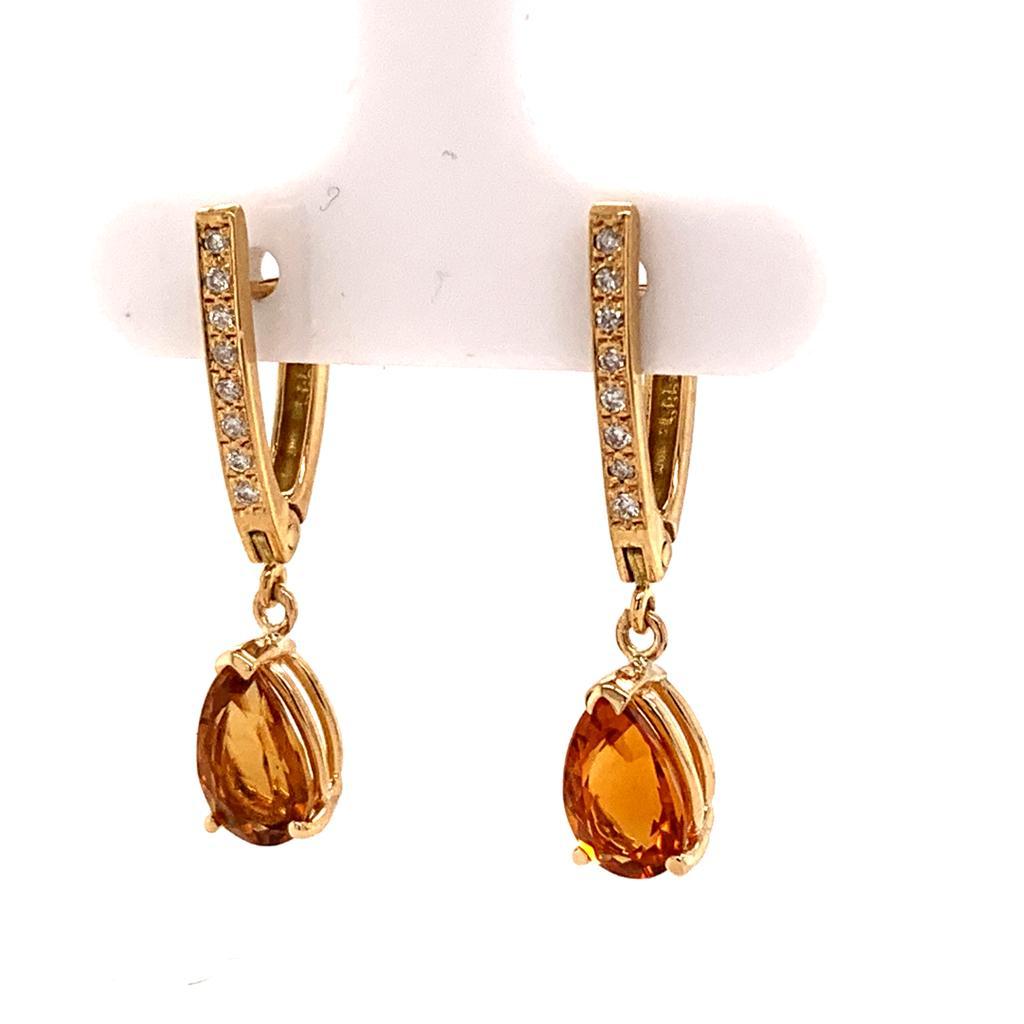 Citrin-Diamant-Ohrringe 14k Gelbgold 3,79 TCW Damen zertifiziert im Angebot 3