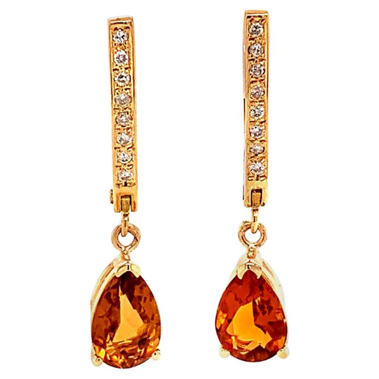 Citrine Diamond Earrings 14k Yellow Gold 3.79 TCW Women Certified