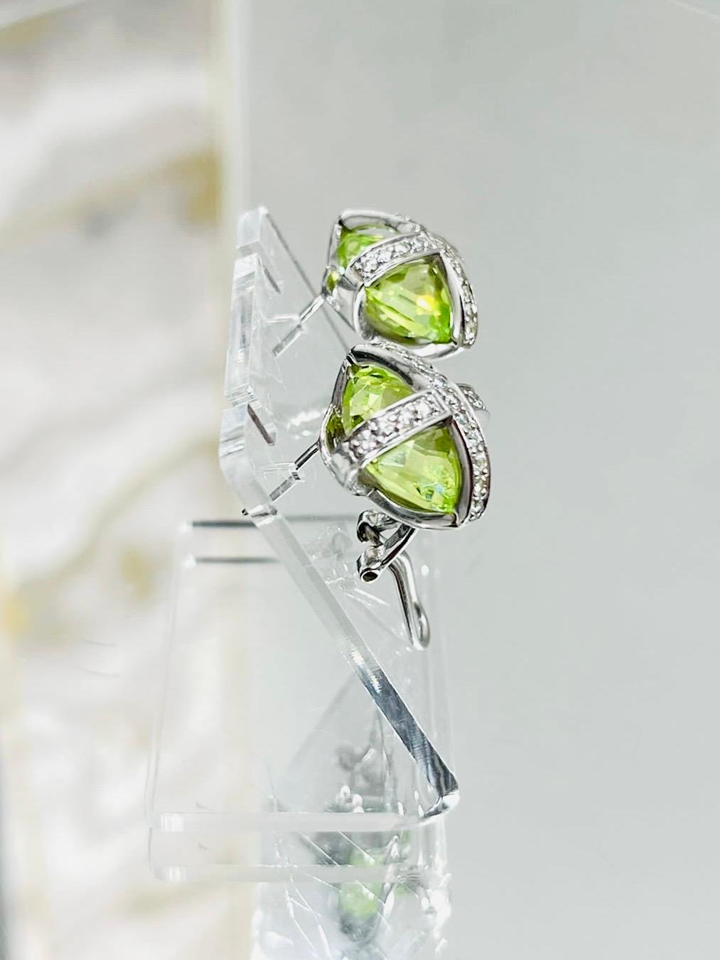 Citrin & Diamant-Ohrringe in 14k Weißgold (Brillantschliff) im Angebot