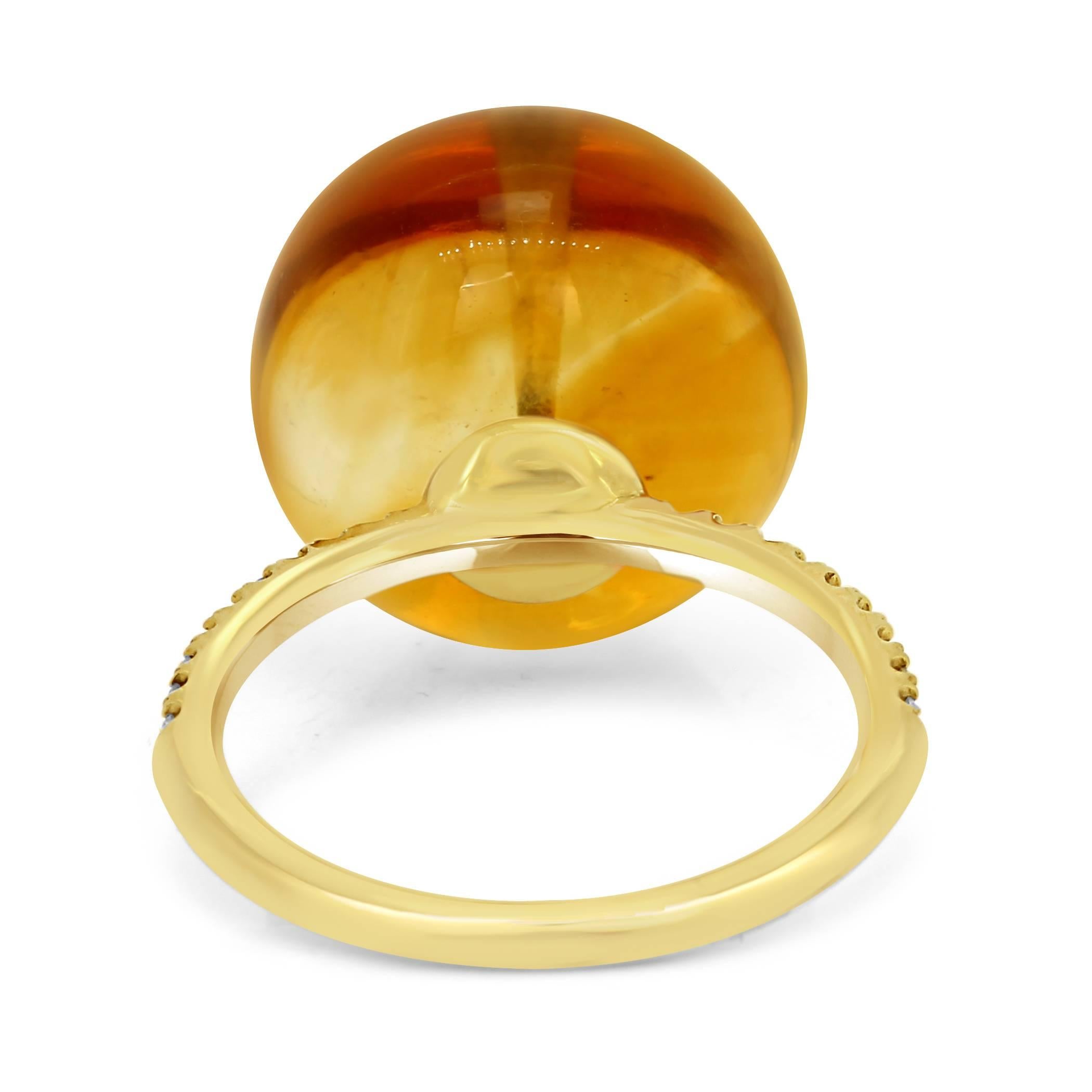 Citrine Diamond Globe Gold Fashion Cocktail Ring 2