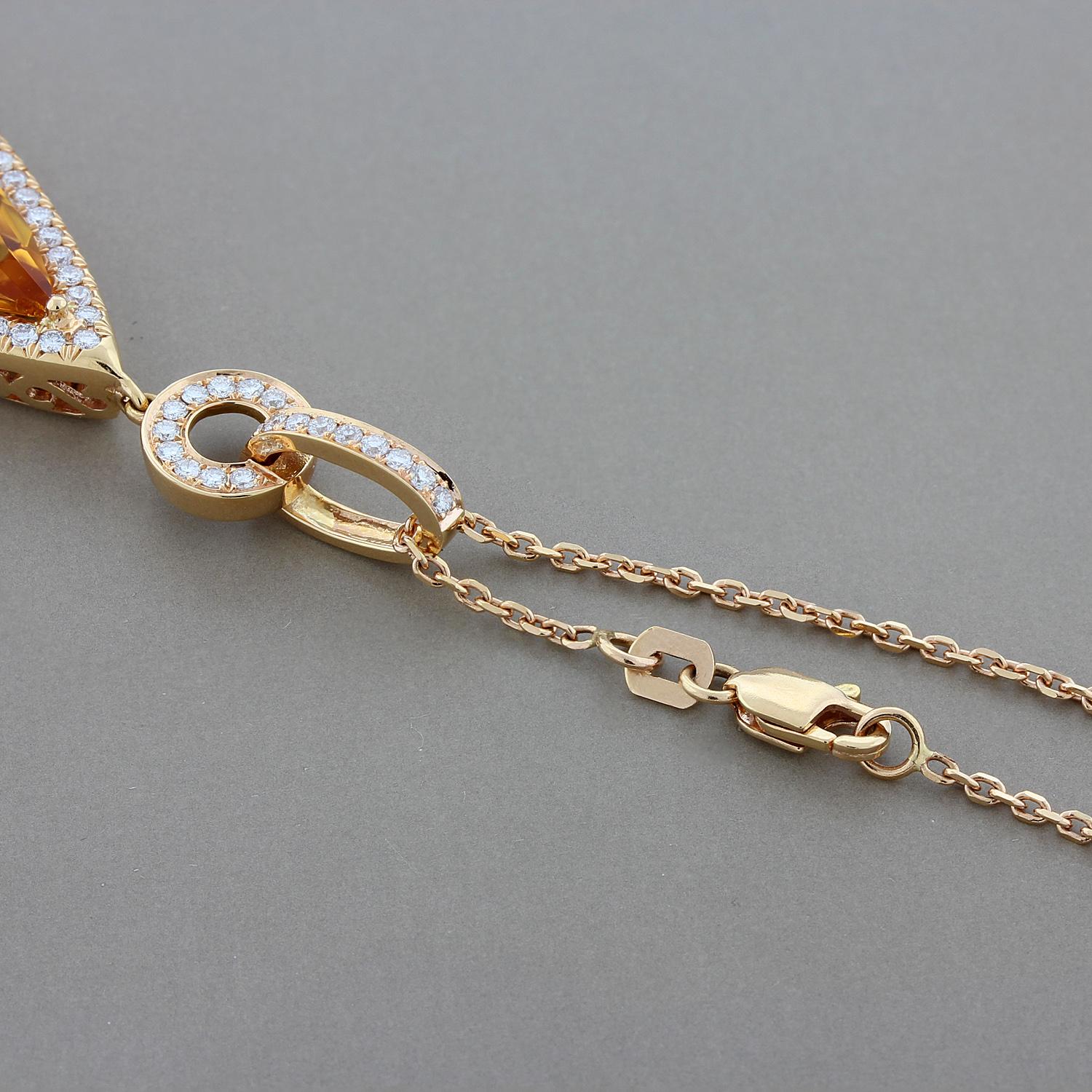 citrine and diamond pendant