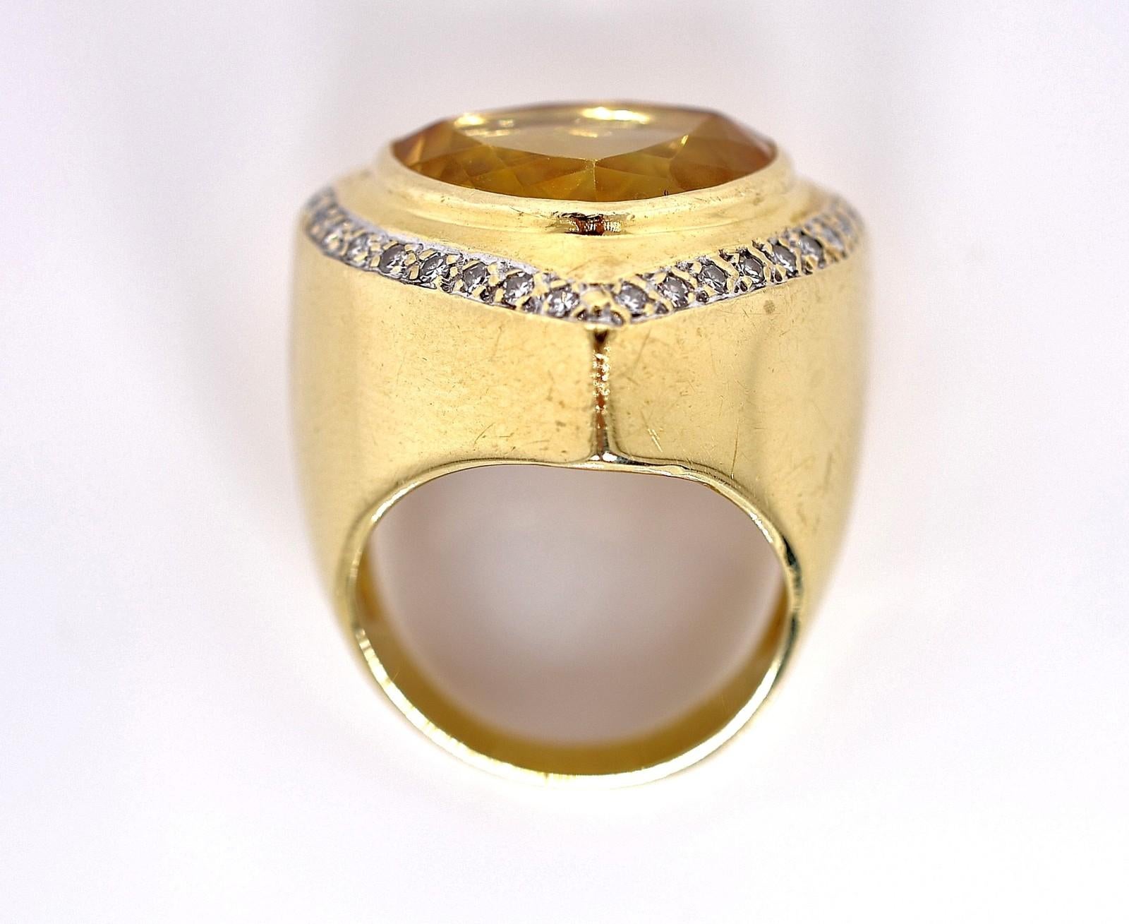 Modern Citrine Diamond Gold Ring For Sale