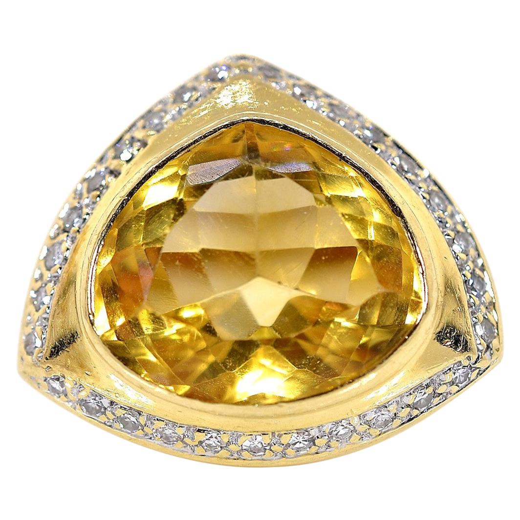 Citrine Diamond Gold Ring For Sale
