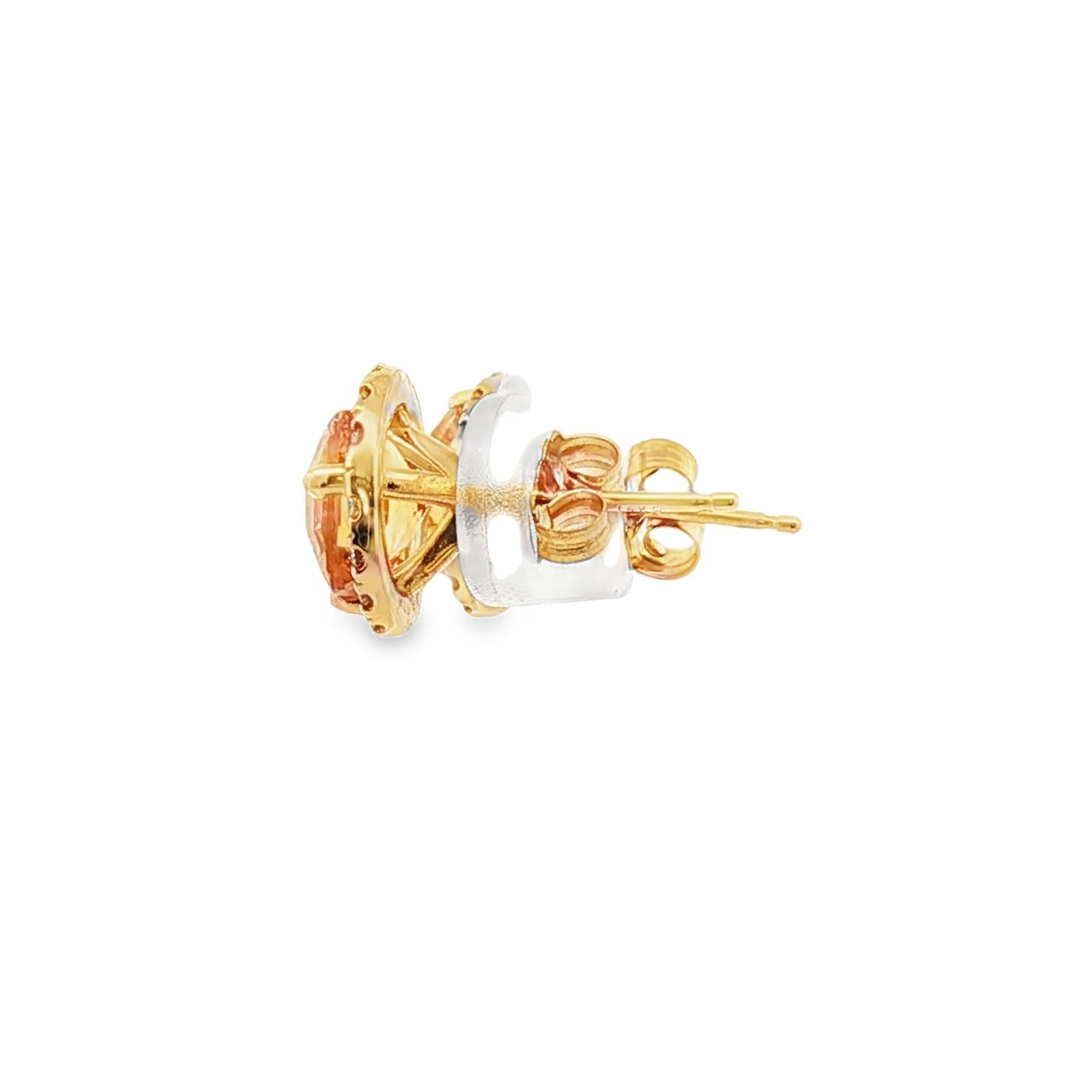 Boucles d'oreilles en or jaune 14 carats Citrine Diamant Halo Pour femmes en vente