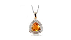 Citrine Diamond Necklace 14K White Gold