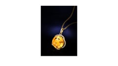 5.28 Carat Citrine Diamond Necklace 18K Gold