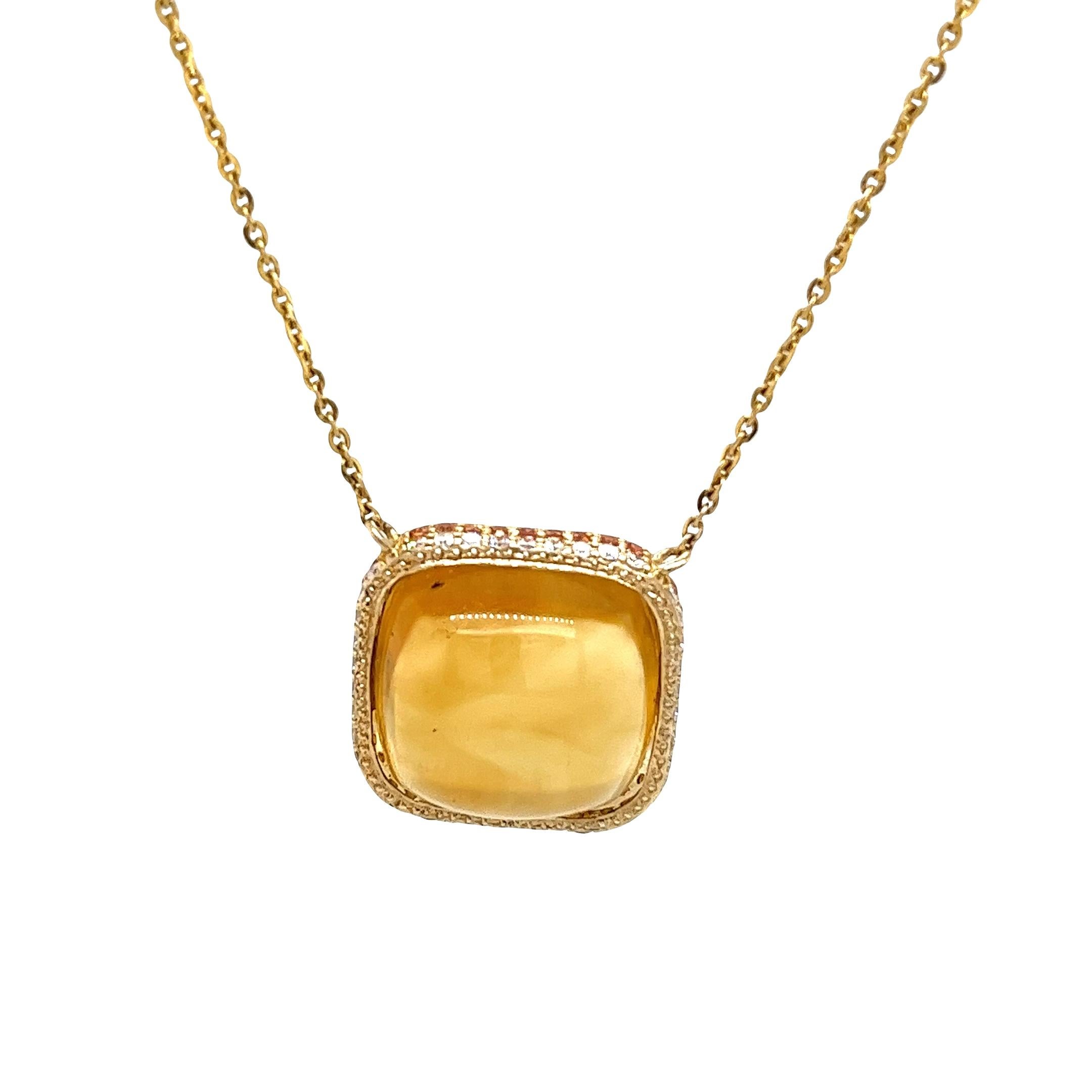Pendentif citrine et diamant - or jaune 18 ct motif halo caché Neuf - En vente à London, GB