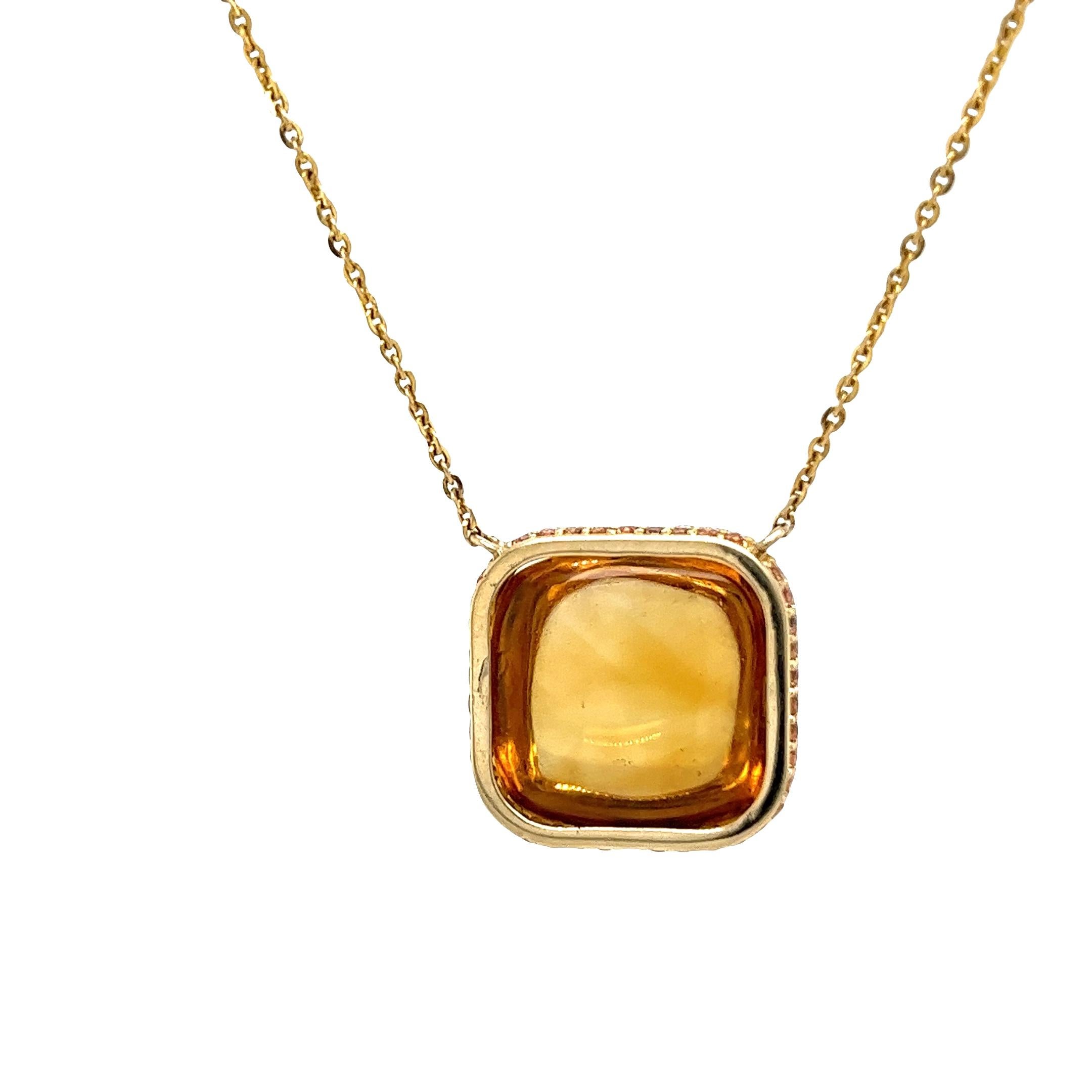 Pendentif citrine et diamant - or jaune 18 ct motif halo caché en vente 1