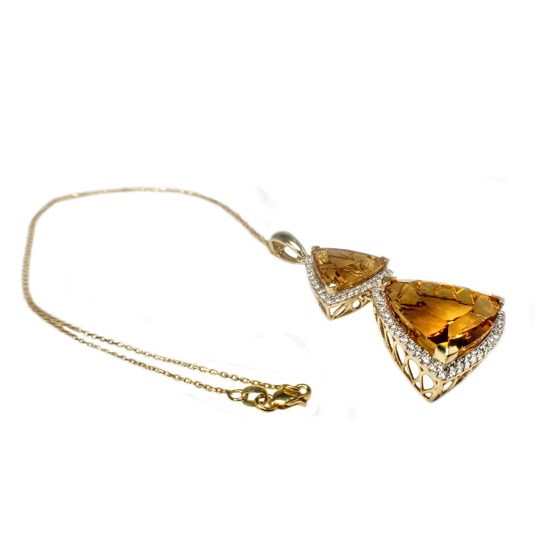Contemporary Citrine 28.90 Carats Yellow Gold Pendant Necklace