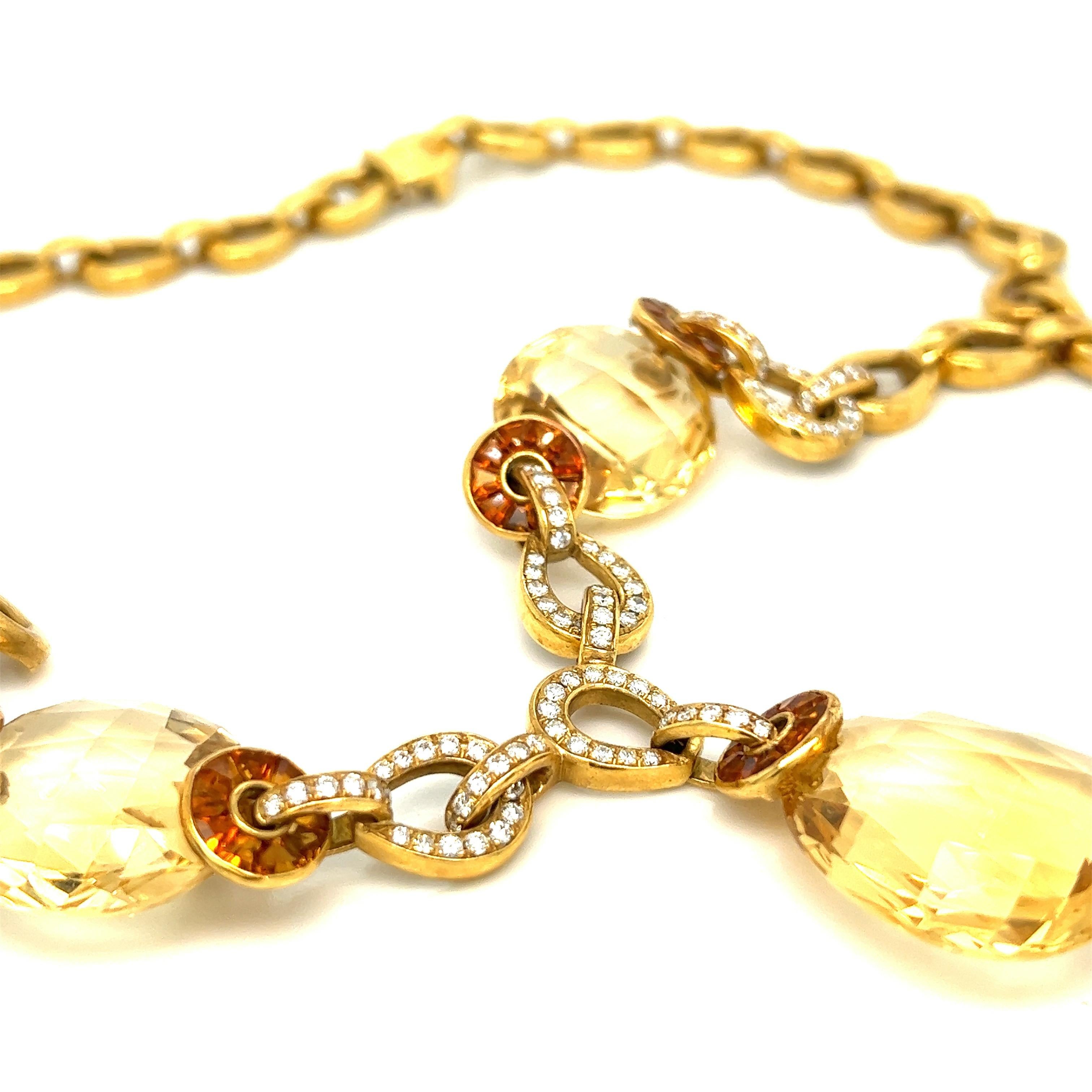 Women's Citrine Diamond Pendant Necklace For Sale
