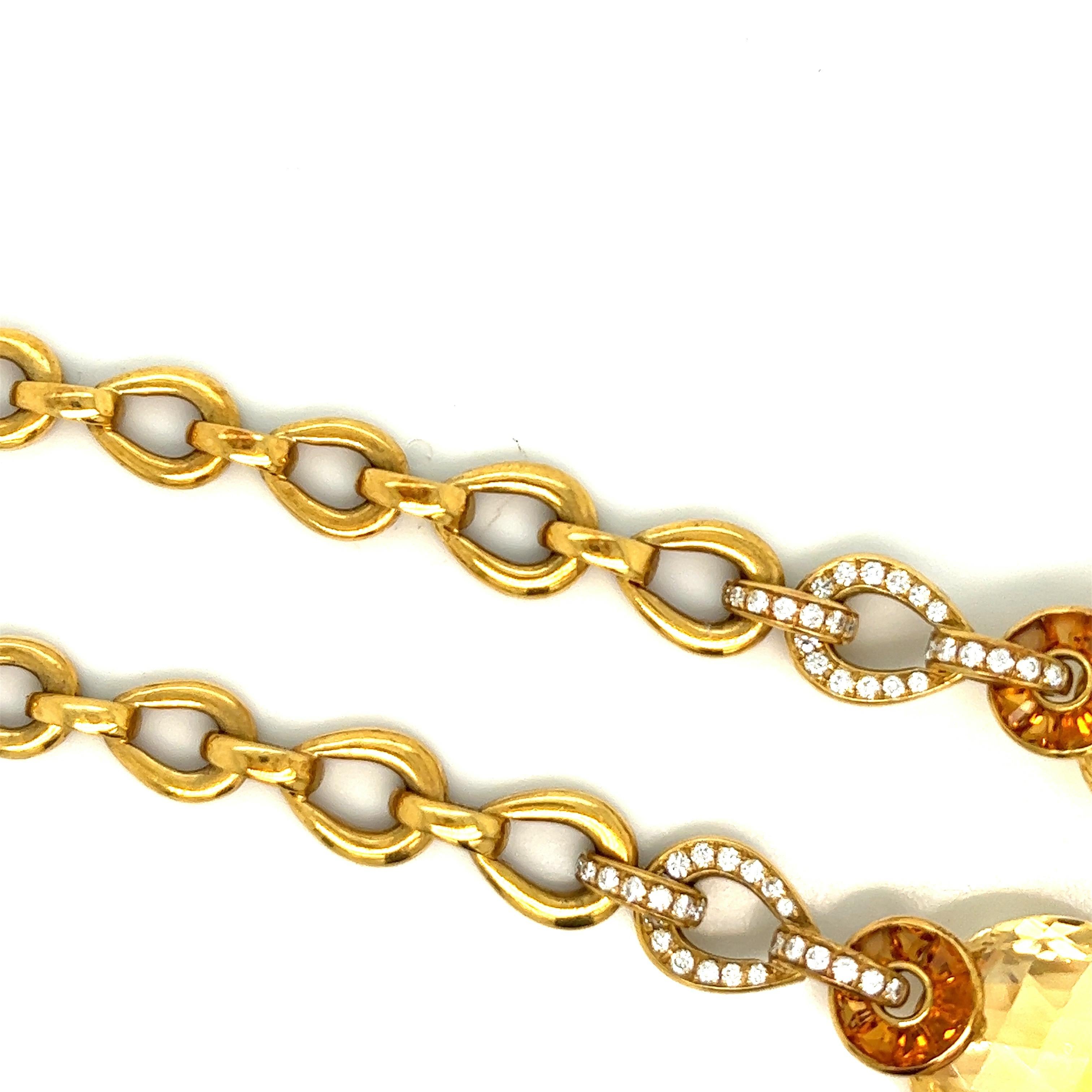 Citrine Diamond Pendant Necklace For Sale 2