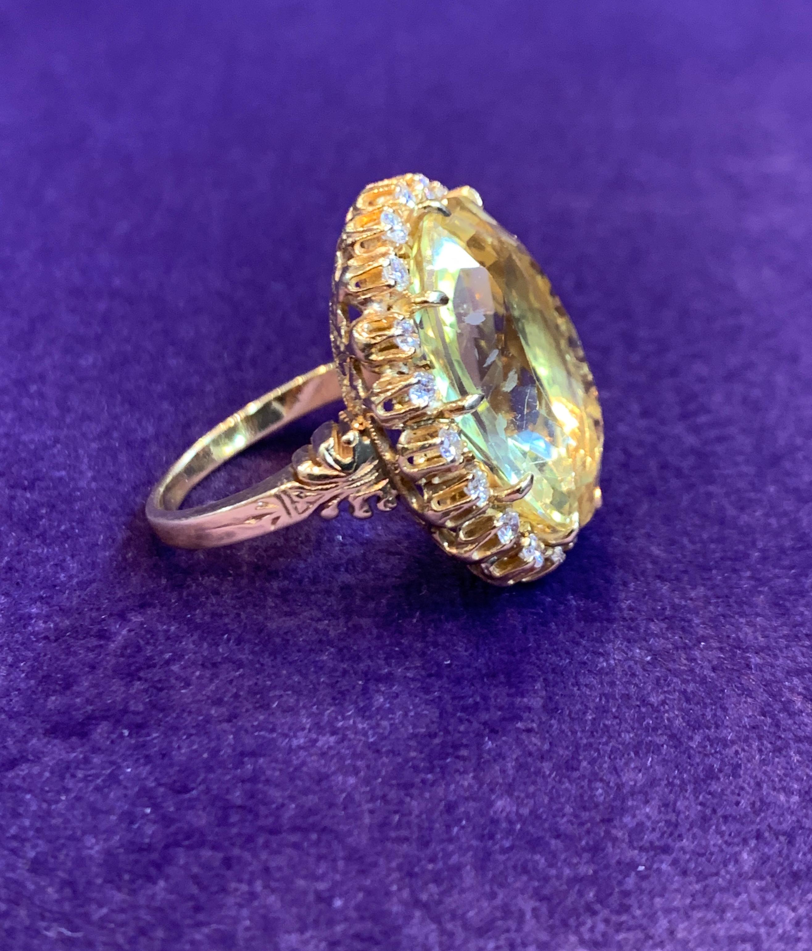 Citrine and Diamond Ring In Excellent Condition In New York, NY
