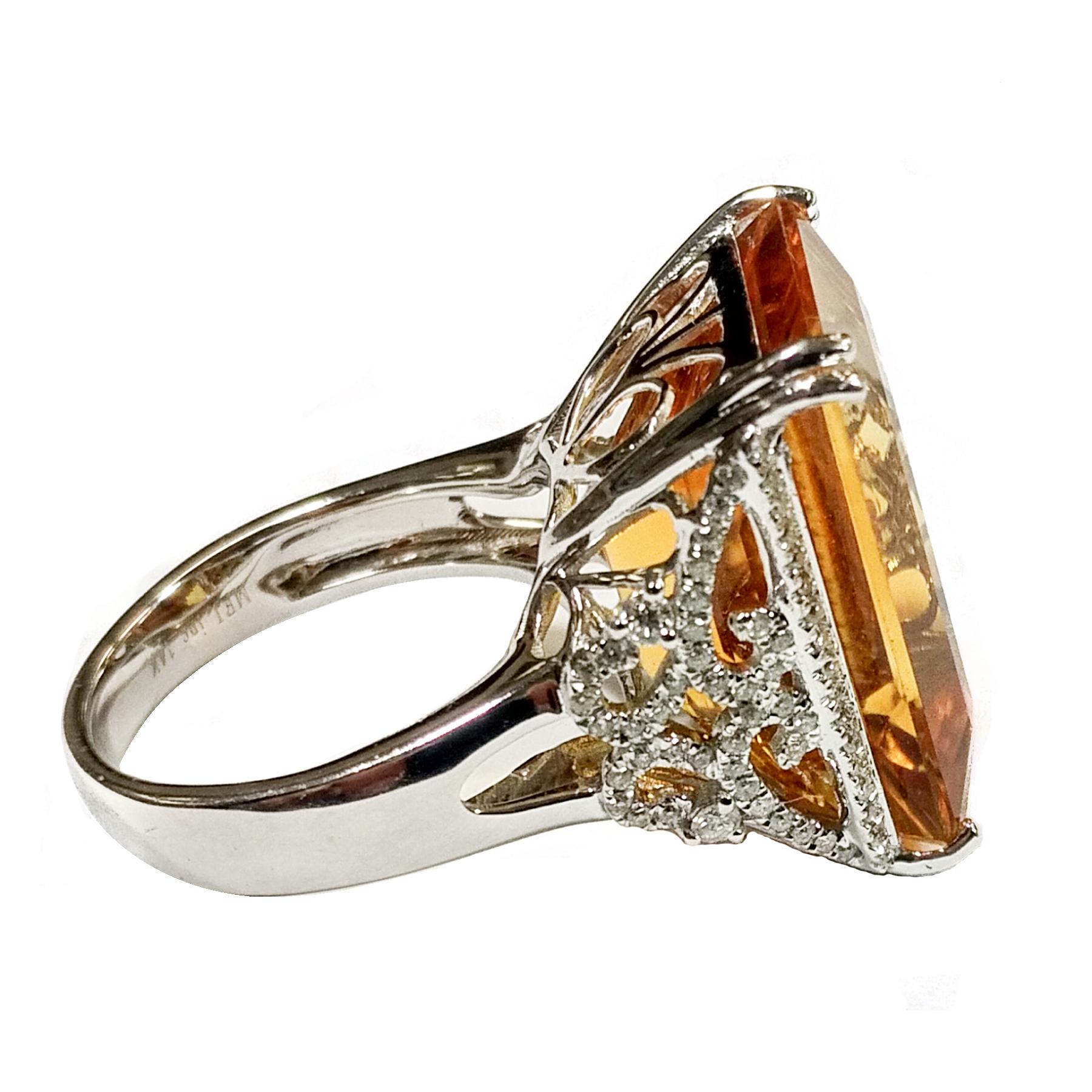 Citrine 20.85 Carats White Gold Cocktail Ring 1