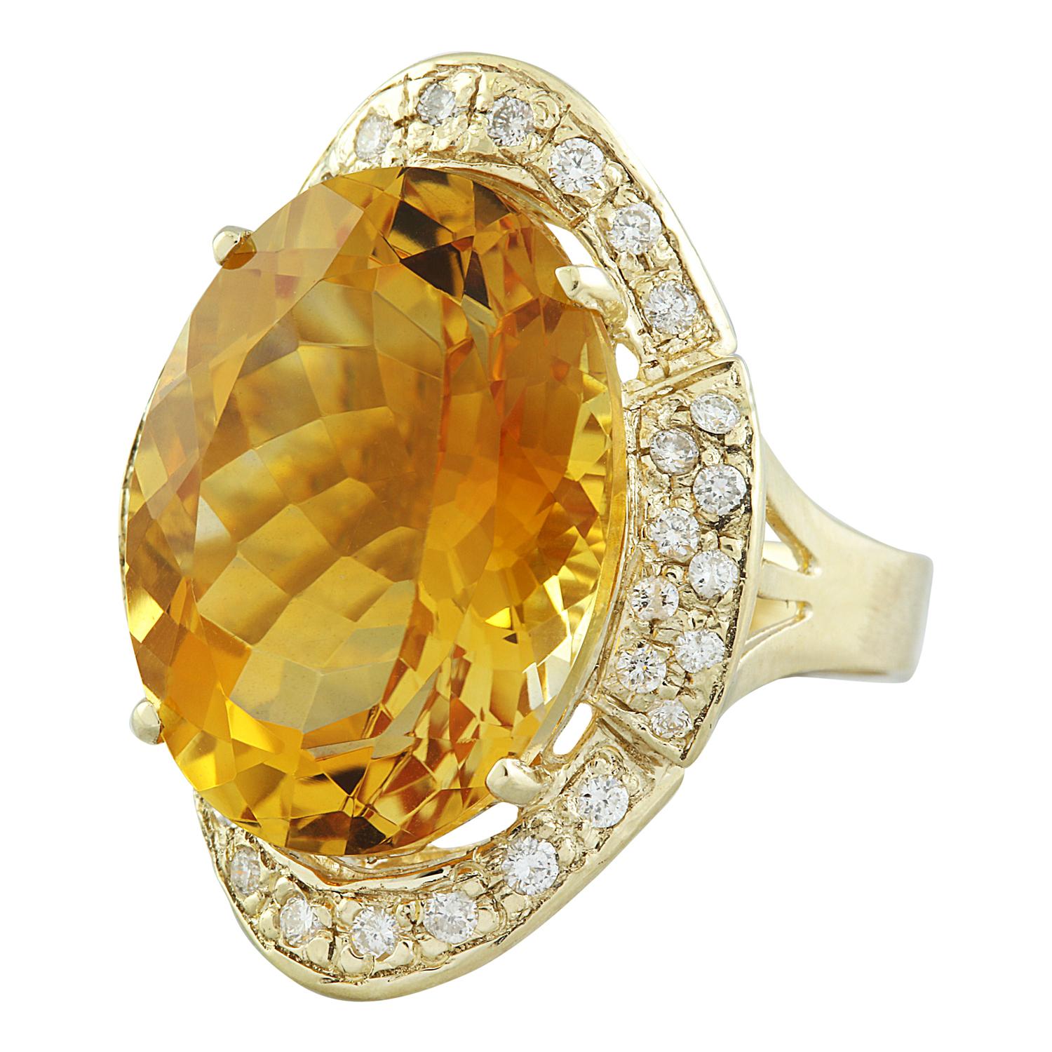 Citrine Diamond Ring In 14 Karat Yellow Gold For Sale 1