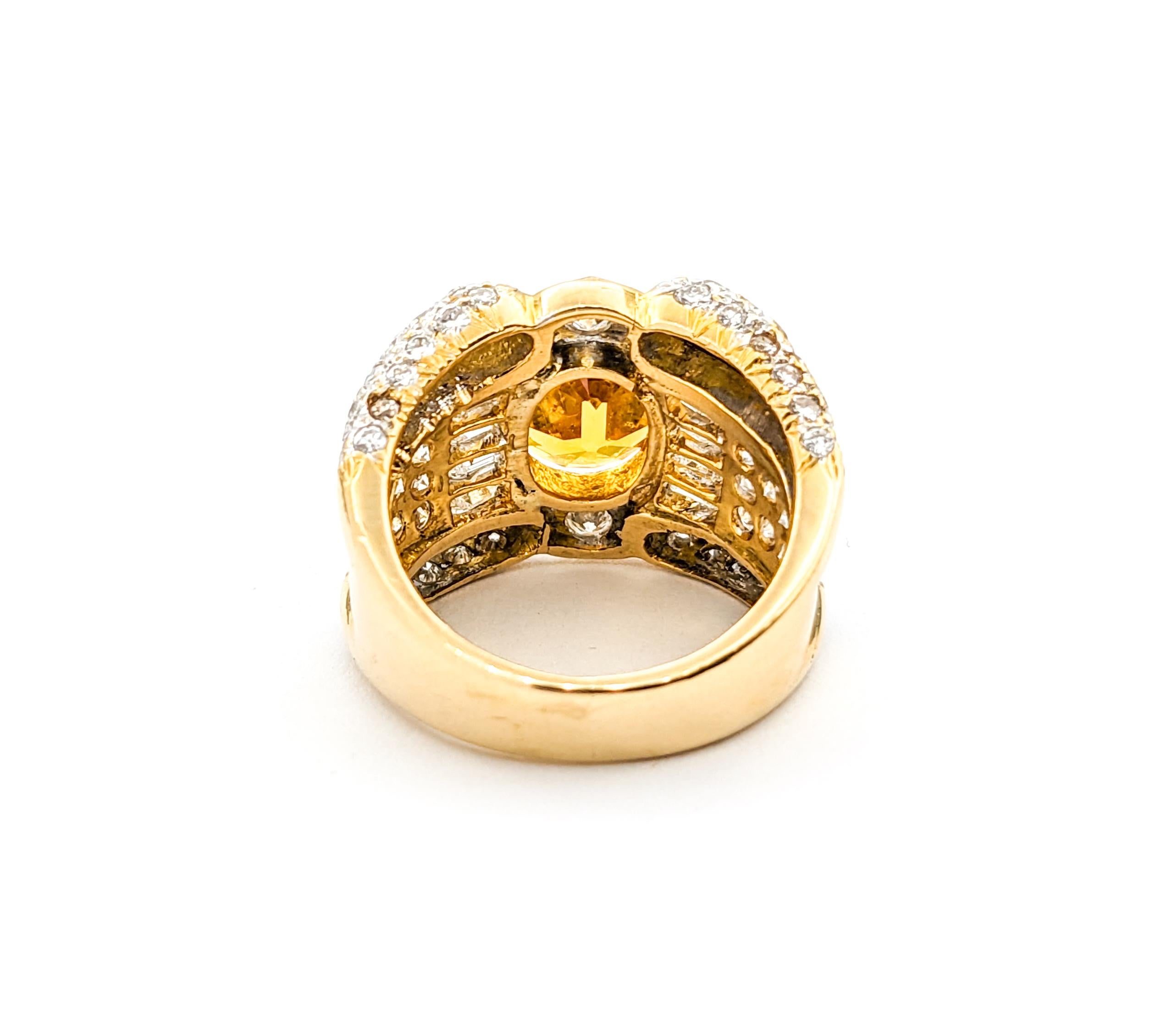 Citrine & Diamond Ring In Yellow Gold In Excellent Condition For Sale In Bloomington, MN