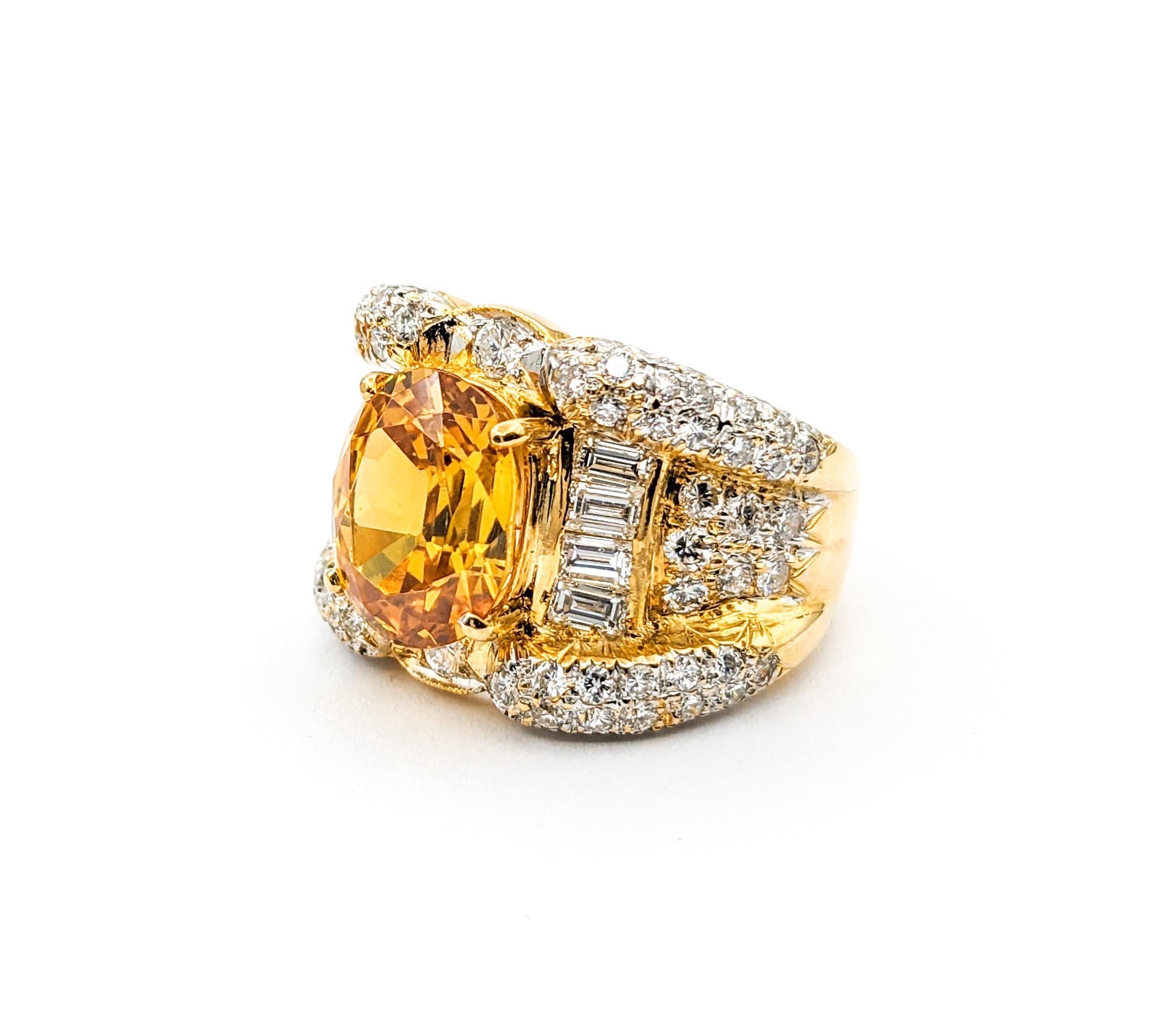 Citrine & Diamond Ring In Yellow Gold For Sale 1
