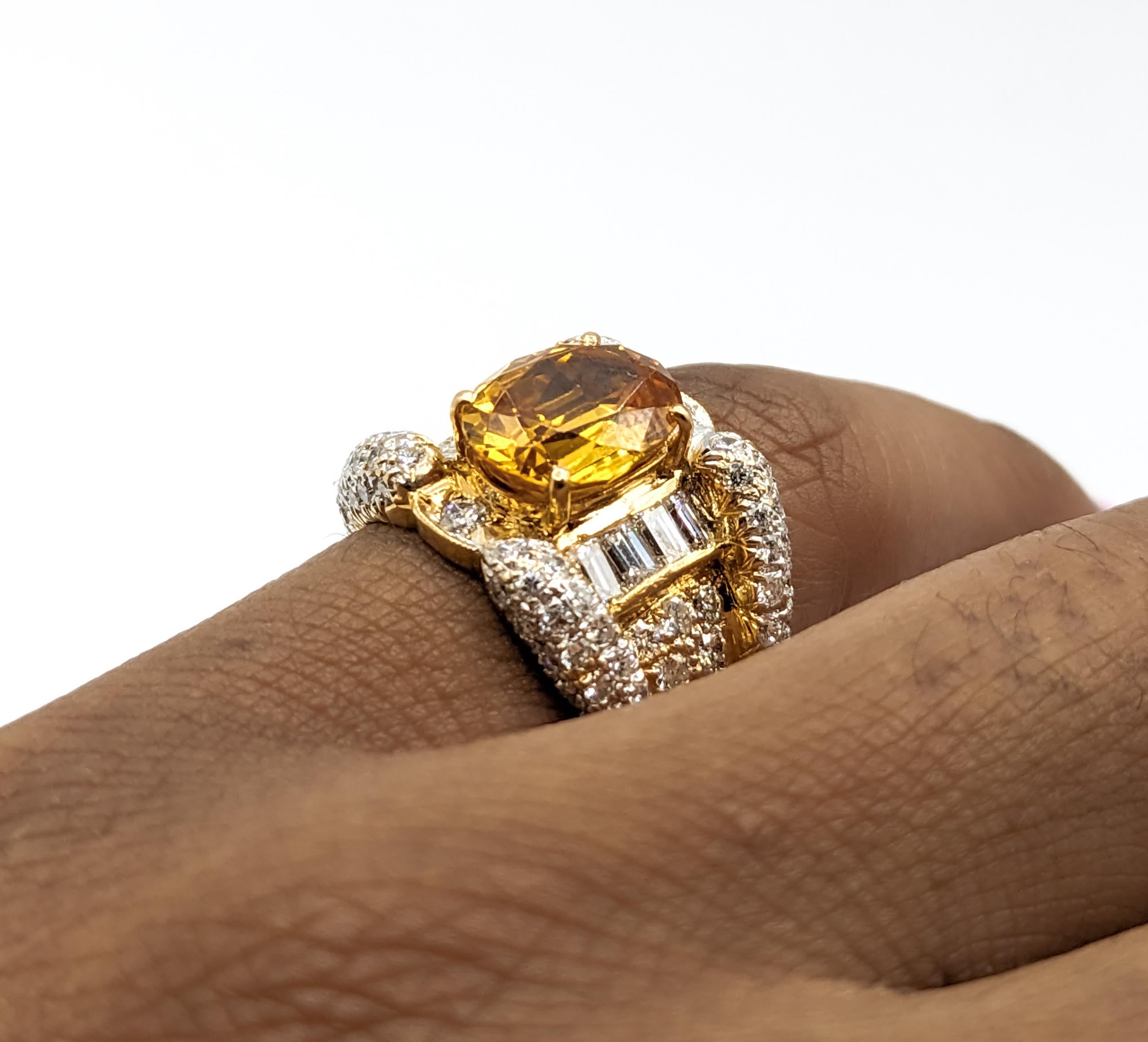 Citrine & Diamond Ring In Yellow Gold For Sale 3