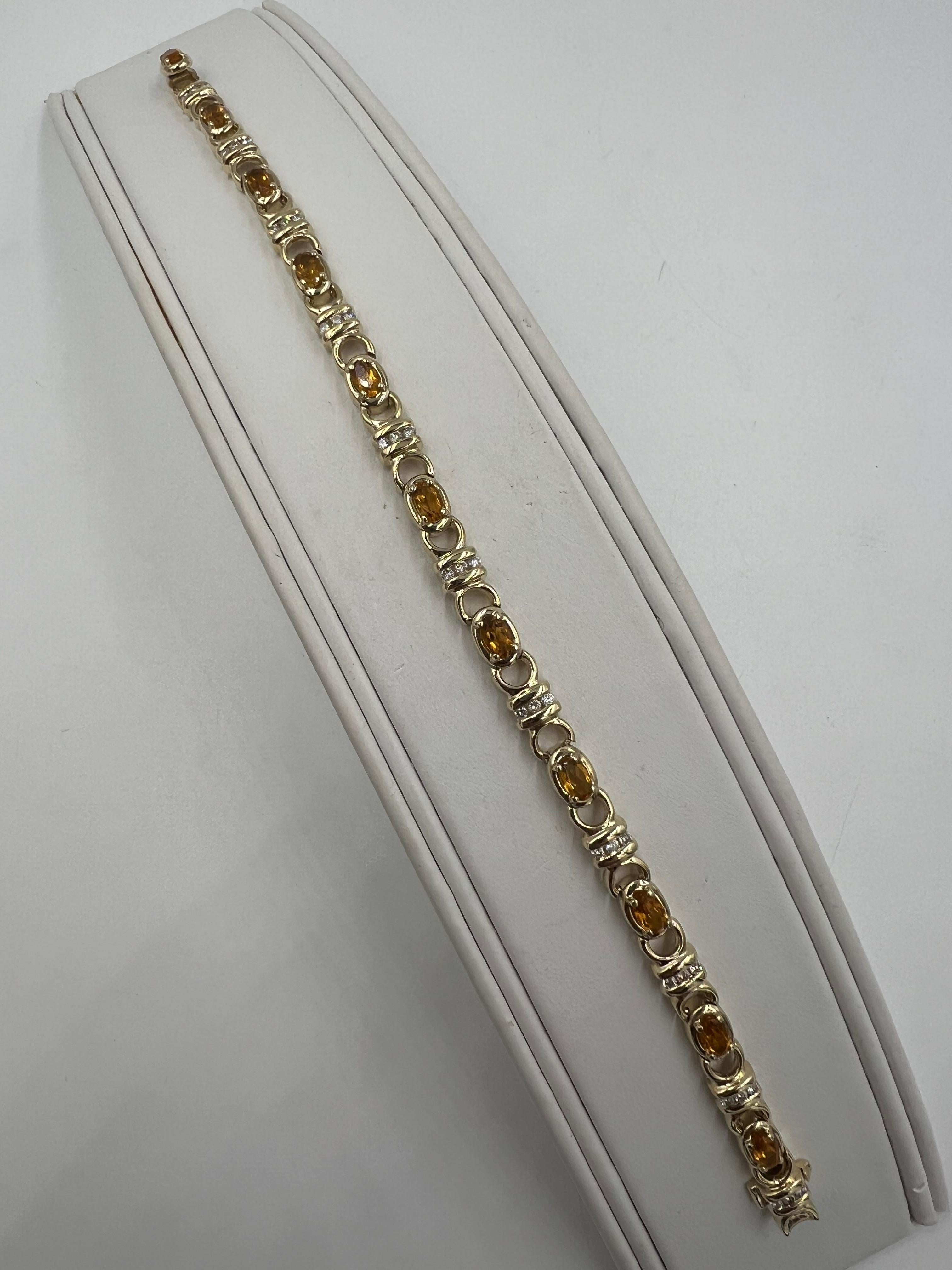 Bracelet à maillons en or jaune avec citrine et diamant en vente 4