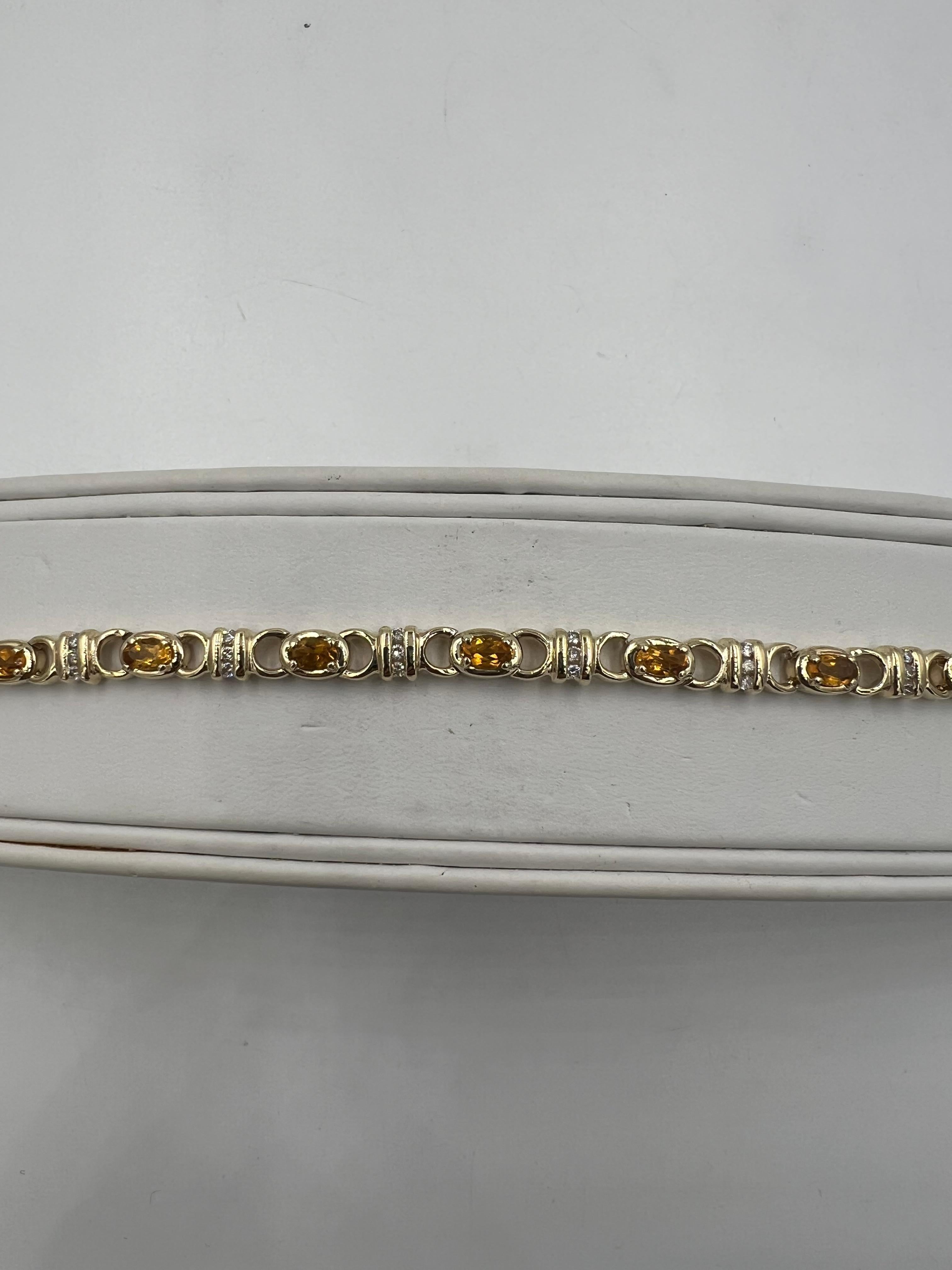 Bracelet à maillons en or jaune avec citrine et diamant en vente 5