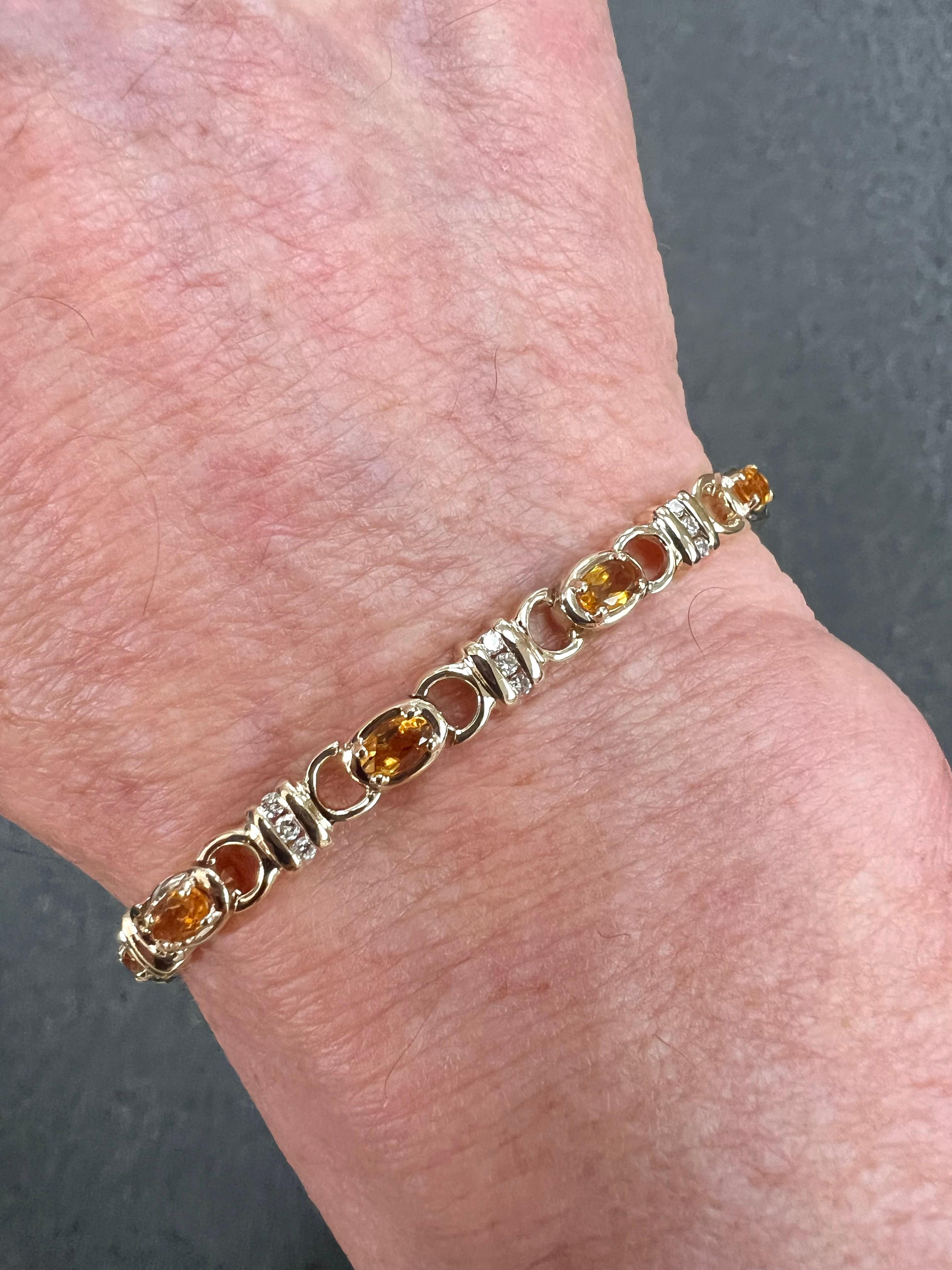 Taille mixte Bracelet à maillons en or jaune avec citrine et diamant en vente